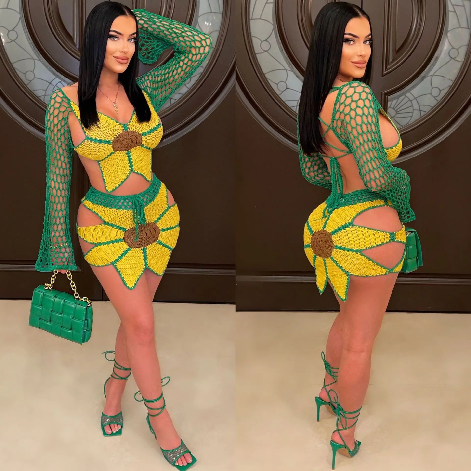 Sexy Crochet Hollow Out 2 Piece Skirt Set Summer Women Floral Crop Tops Elegant Knitted Mini Dress Two Piece Set Luxury Outfit
Sexy Crochet Hollow Out 2 Piece Skirt Set Summer Women Floral Crop Tops Elegant Knitted Mini Dress Two Piece Set Luxury Outfit
