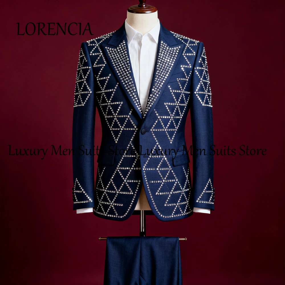 Элегантные мужские костюмы с кристаллами, комплект из 2 предметов, однобортный смокинг, официальный ужин, пиджак, брюки по индивидуальному заказу, халат mariage femme
Элегантные мужские костюмы с кристаллами, комплект из 2 предметов, однобортный смокинг, официальный ужин, пиджак, брюки по индивидуальному заказу, халат mariage femme