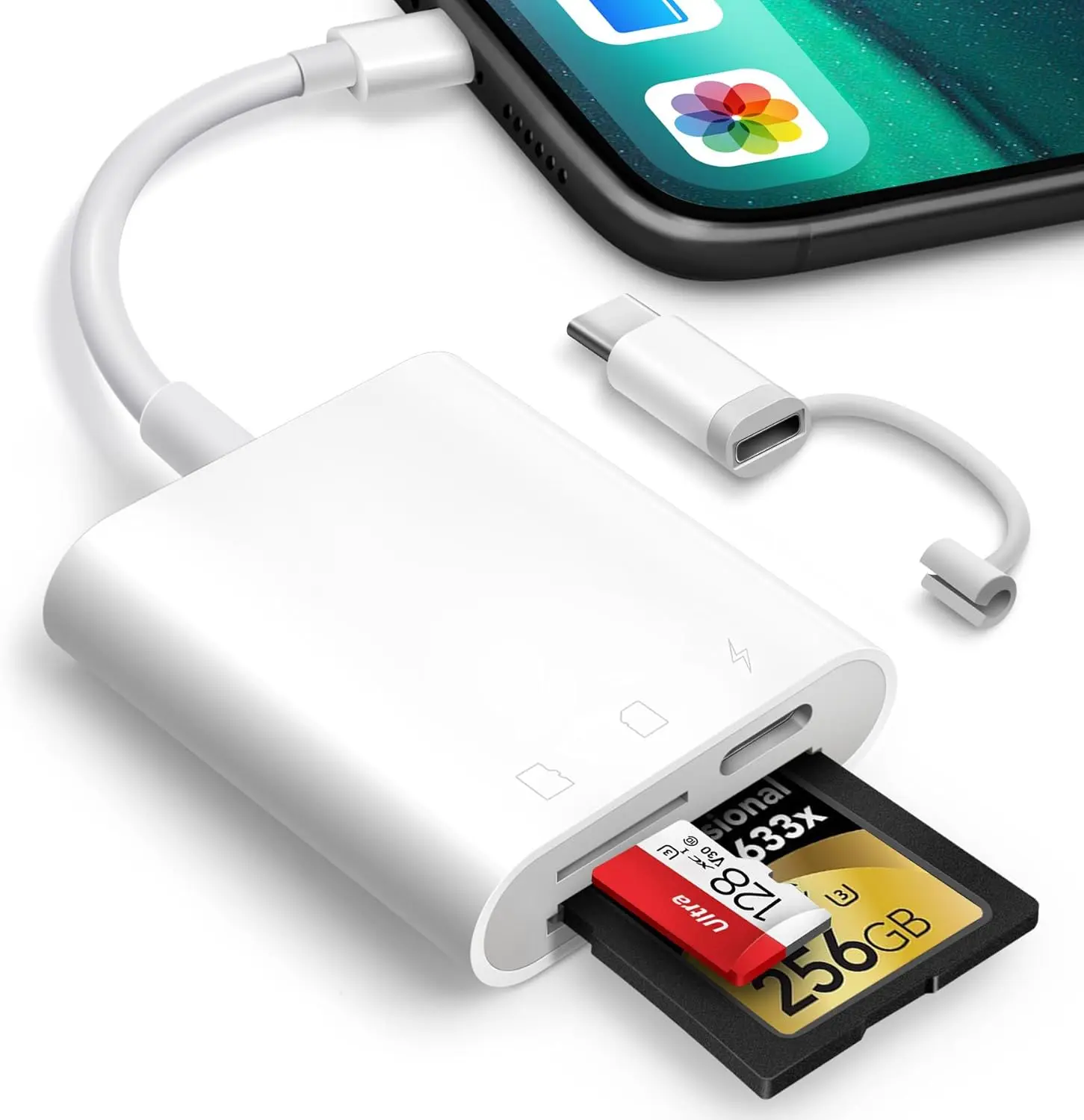 Dual Slot SD Card Reader for iPhone iPad, USB-C & Lightning, Plug and Play
Dual Slot SD Card Reader for iPhone iPad, USB-C & Lightning, Plug and Play
