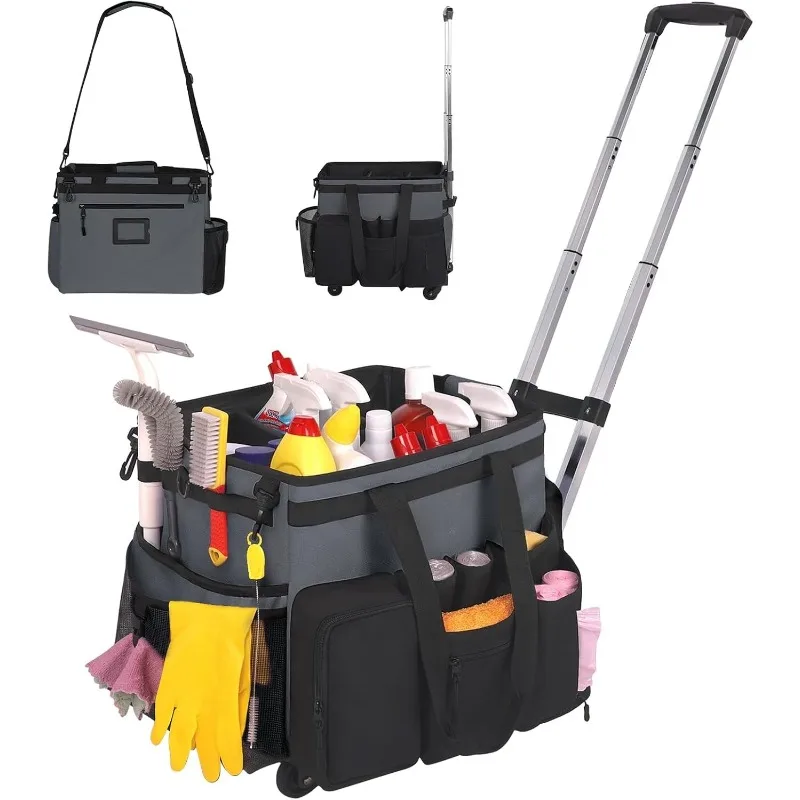 Large Rolling Cleaning Caddy Bag with Detachable Trolley, Waterproof Cleaning Caddy on Wheels for Housekeepers, Cleaning Cart Su
Large Rolling Cleaning Caddy Bag with Detachable Trolley, Waterproof Cleaning Caddy on Wheels for Housekeepers, Cleaning Cart Su