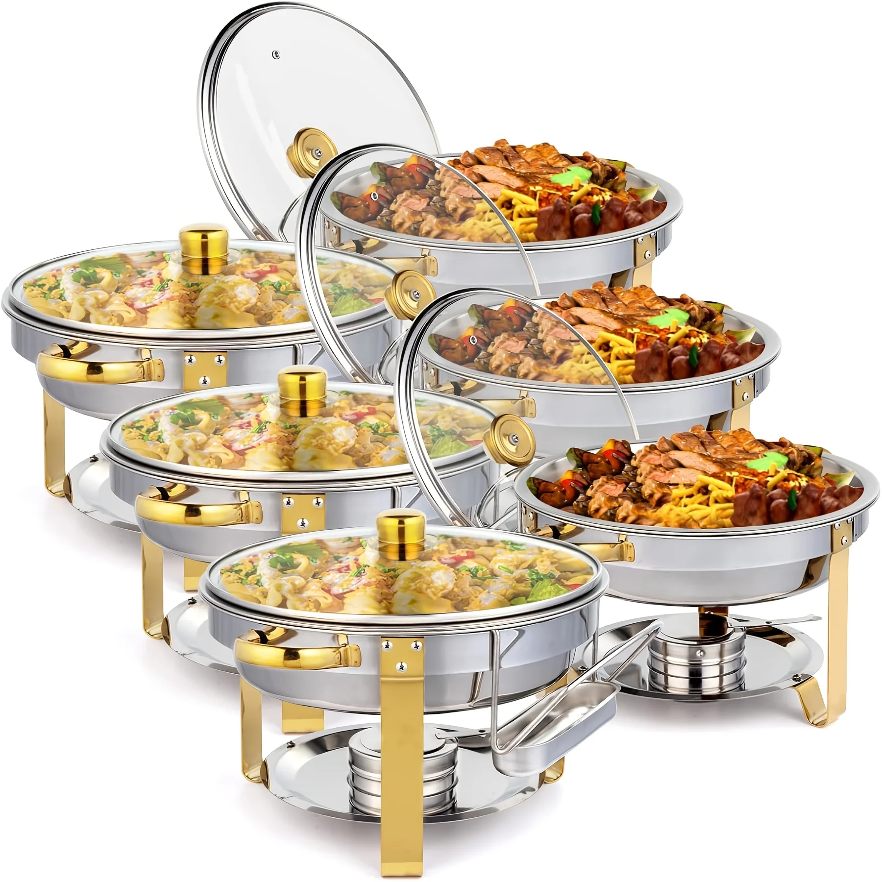 Buffet Chafing Dishes, 5QT Round Stainless Steel Set, Food Warmer with Glass Lid And Stand for Home Celebrations, Christmas Even
Buffet Chafing Dishes, 5QT Round Stainless Steel Set, Food Warmer with Glass Lid And Stand for Home Celebrations, Christmas Even