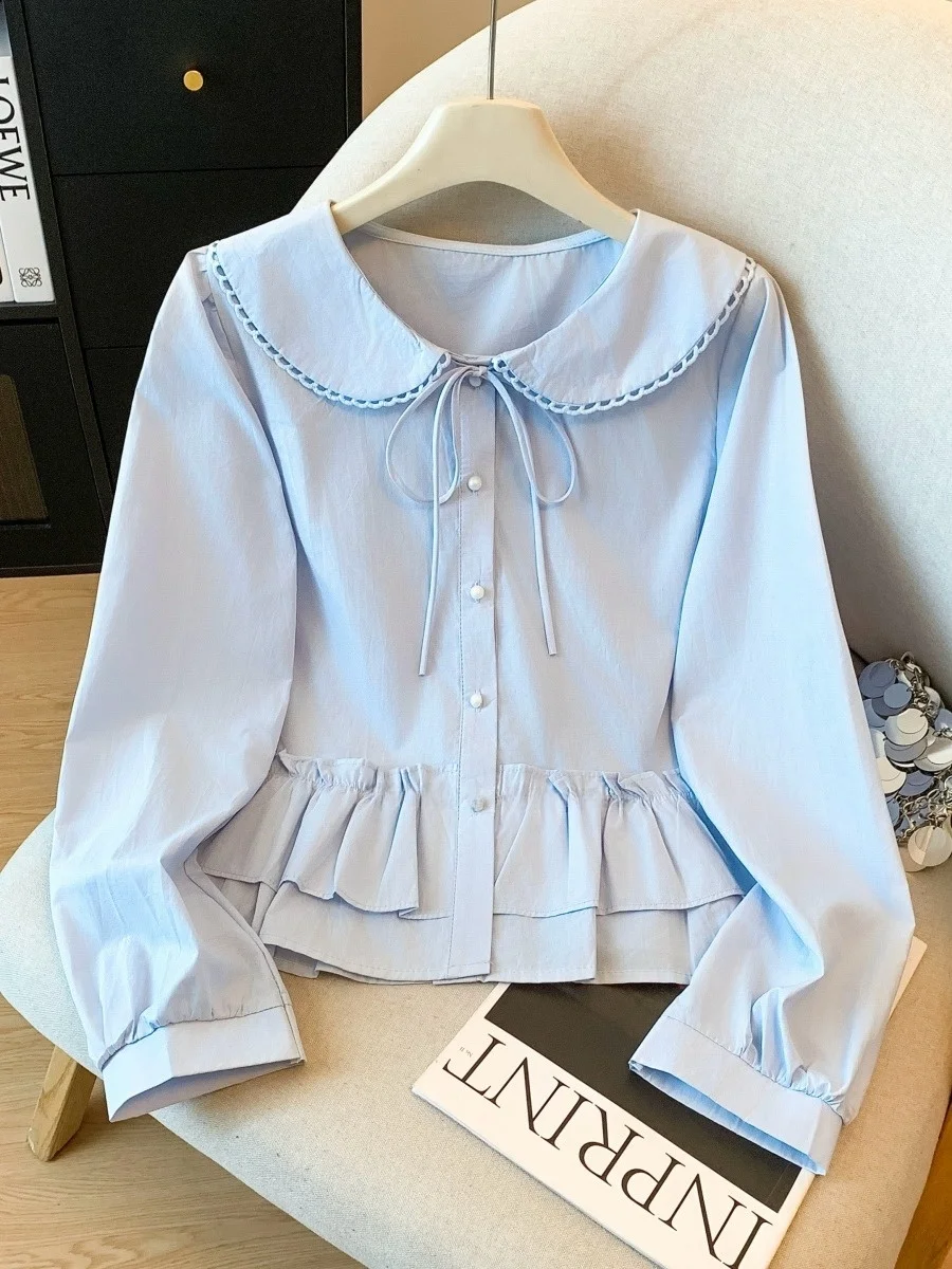 Blue Chic Anti-Aging Doll Collar irt Women's Autumn Winter Design Sensation Pleated Beautiful Small Top Cotton Bubble ...
Blue Chic Anti-Aging Doll Collar irt Women's Autumn Winter Design Sensation Pleated Beautiful Small Top Cotton Bubble ...