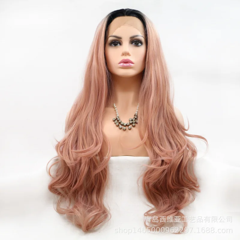 Gradient rose gold long curly hair synthetic fiber front lace cosplay wig
Gradient rose gold long curly hair synthetic fiber front lace cosplay wig