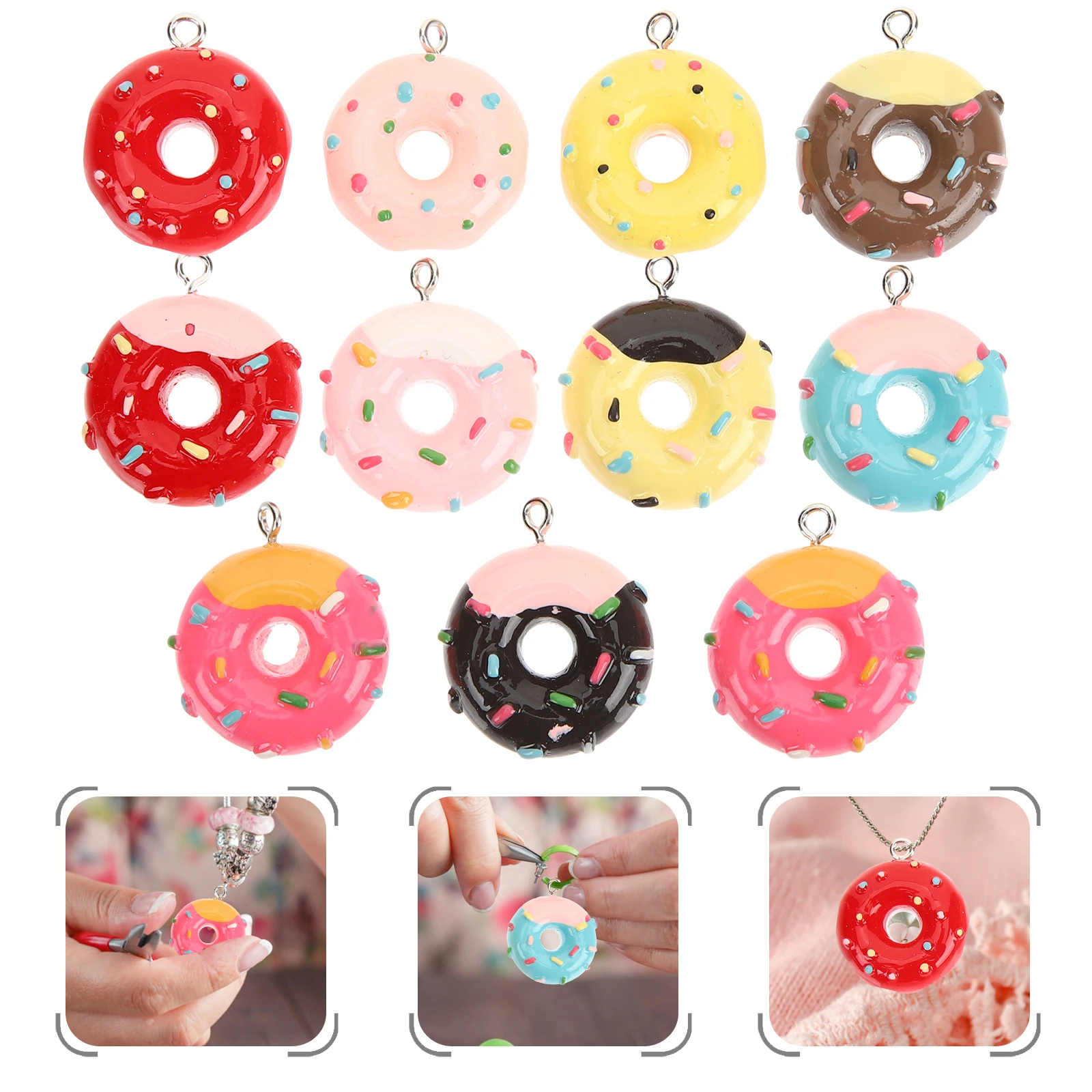 20 Pcs Donut Keychains Resin Donut Charms Mini Decorations Cute Ring Chains Realistic Shape DIY Jewelry Accessories
20 Pcs Donut Keychains Resin Donut Charms Mini Decorations Cute Ring Chains Realistic Shape DIY Jewelry Accessories