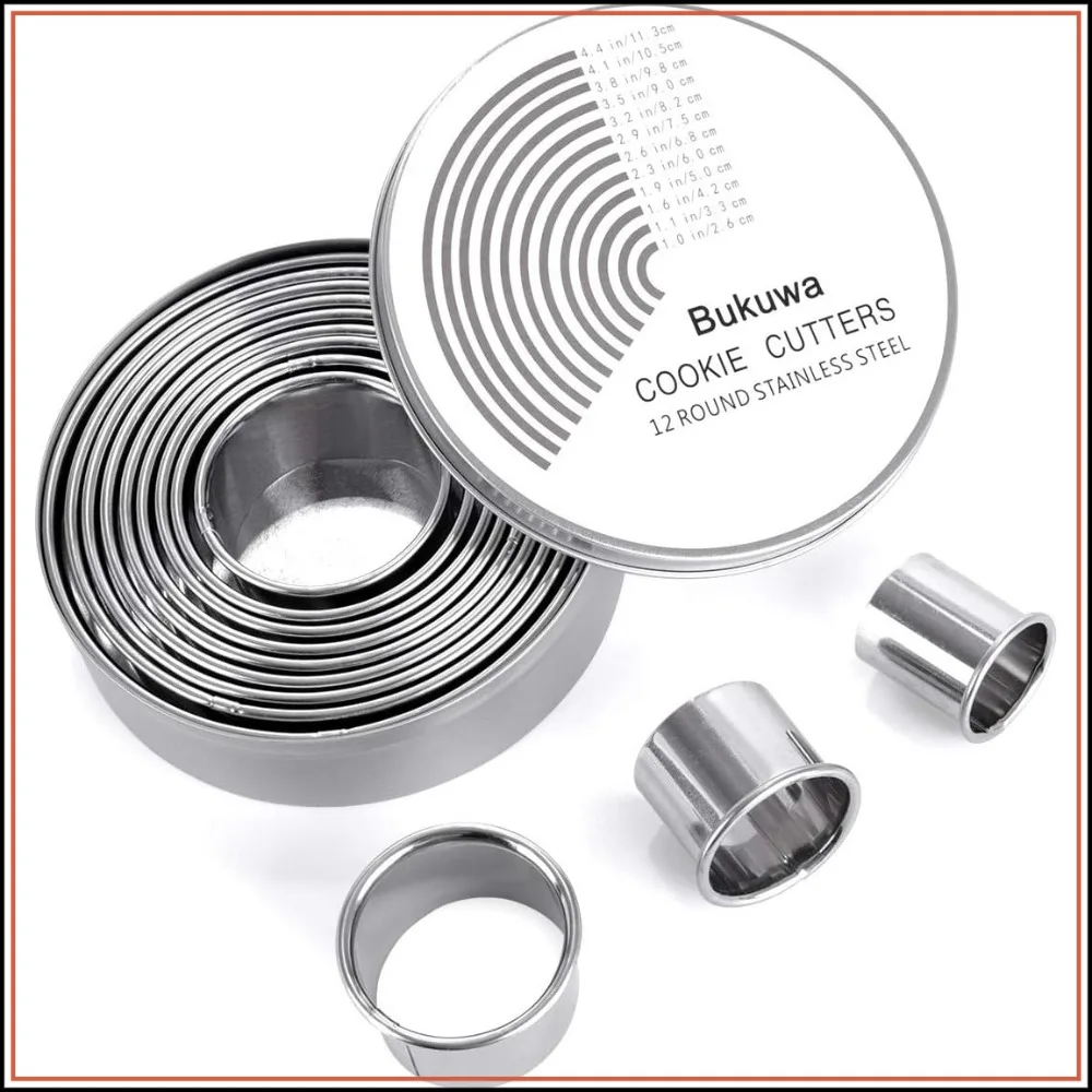 12-Piece Round Cookie Cutter Set, Stainless Steel Biscuit & Donut Cutters, Graduated Sizes
12-Piece Round Cookie Cutter Set, Stainless Steel Biscuit & Donut Cutters, Graduated Sizes