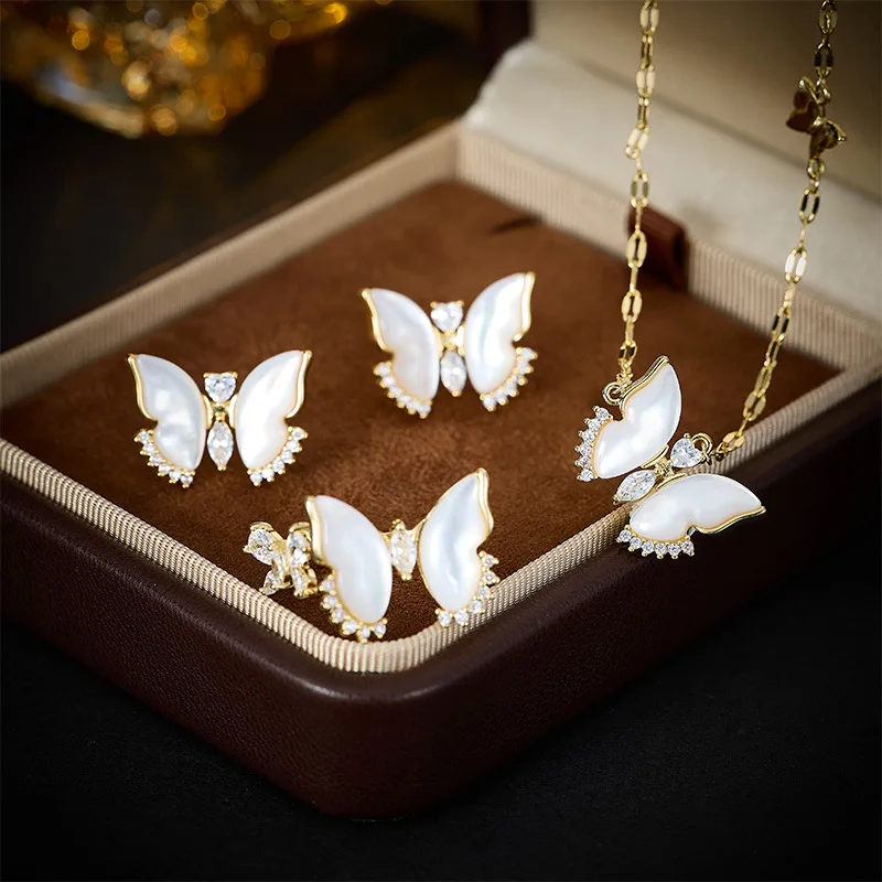 shell butterfly jewelry sets 3pcs necklace earrings ring elegant sweet women party wedding jewelry
shell butterfly jewelry sets 3pcs necklace earrings ring elegant sweet women party wedding jewelry