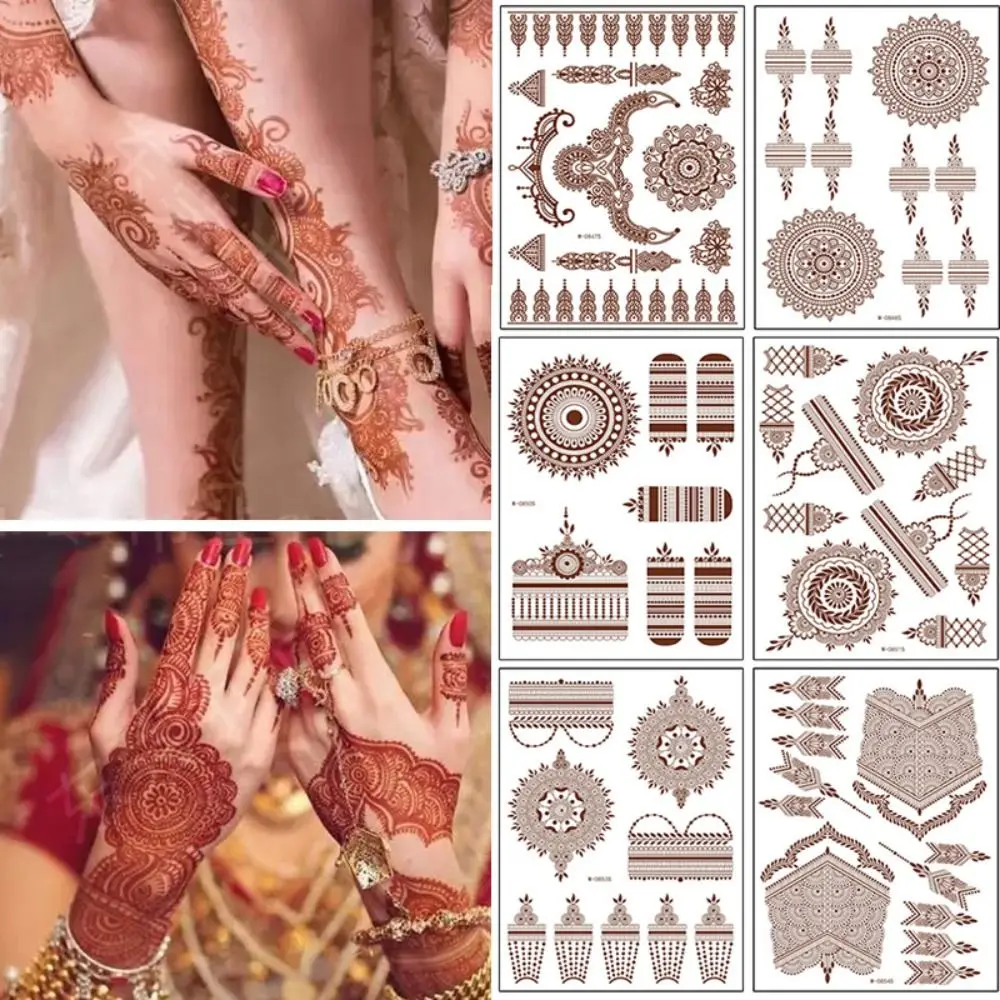 Brown Mehndi Stickers Lace Henna Tattoo Stickers Temporary Tattoo Body Art Sticker Water Transfer Decals
Brown Mehndi Stickers Lace Henna Tattoo Stickers Temporary Tattoo Body Art Sticker Water Transfer Decals