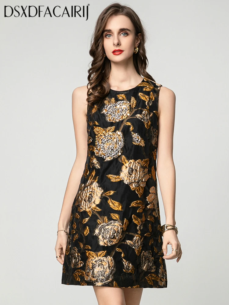 DSXDFACAIRIJ Vintage O-Neck Sleeveless Diamond Jacquard Mini Dress for Women Fashion Summer Female Clothing
DSXDFACAIRIJ Vintage O-Neck Sleeveless Diamond Jacquard Mini Dress for Women Fashion Summer Female Clothing