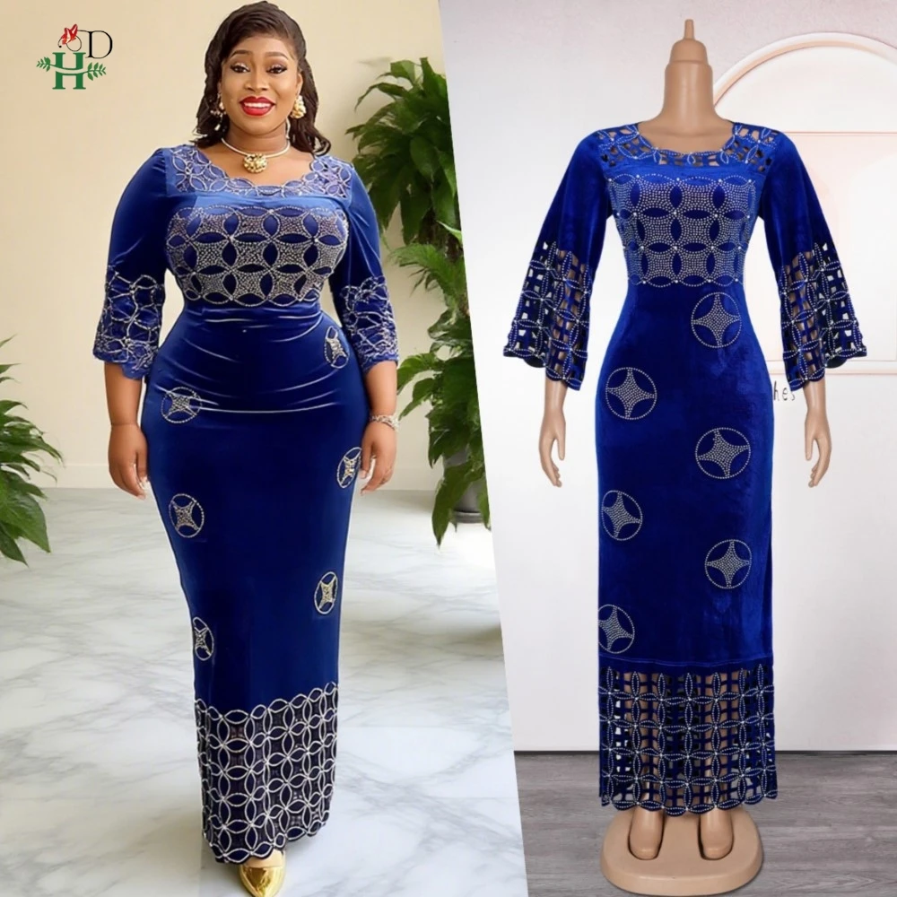 New African Clothes For Women 2025 Plus Size Fashion Diamond Dashiki Ankara Velvet Party Wedding Gowns Elegant Turkey Maxi Dress
New African Clothes For Women 2025 Plus Size Fashion Diamond Dashiki Ankara Velvet Party Wedding Gowns Elegant Turkey Maxi Dress