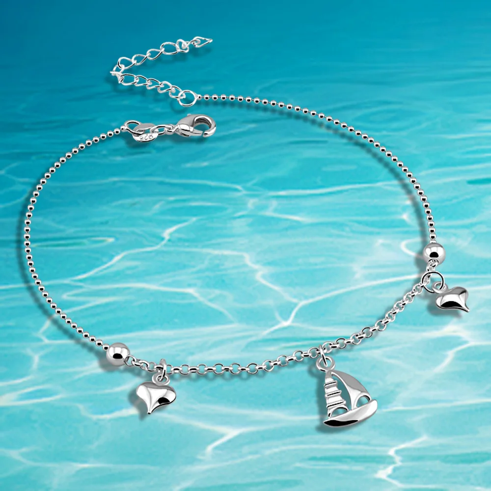 Heart ankle 925 Sterling silver anklet women's summer fashion jewelry girl accessories beach sandals accessories Pulseira
Heart ankle 925 Sterling silver anklet women's summer fashion jewelry girl accessories beach sandals accessories Pulseira