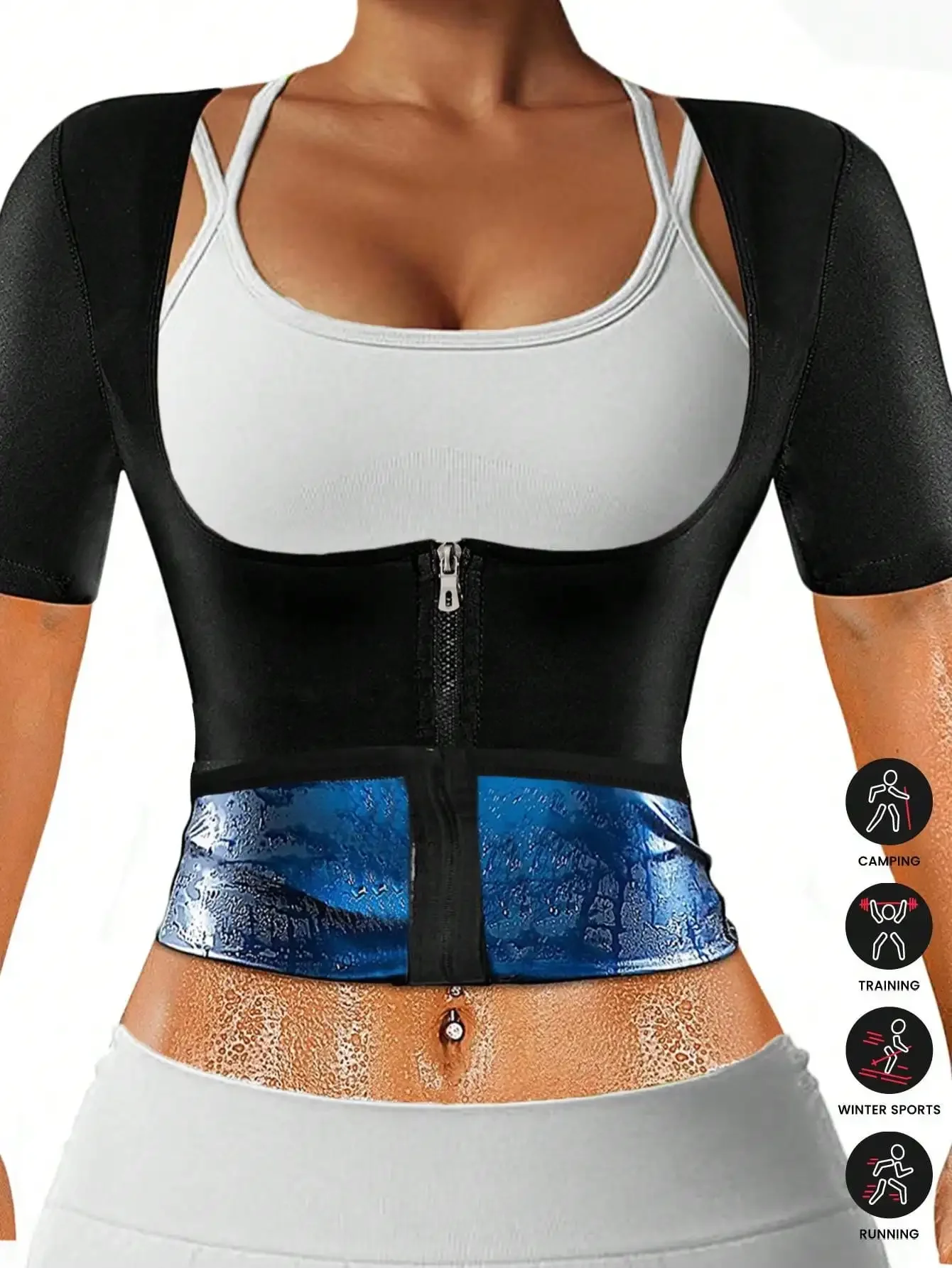 Women's Sauna Suit For Sports & Outdoor, With Zipper, Waist Belt, Sweat Absorbing Band, Waist Shaper, Yoga Corset, Tight Chest
Women's Sauna Suit For Sports & Outdoor, With Zipper, Waist Belt, Sweat Absorbing Band, Waist Shaper, Yoga Corset, Tight Chest