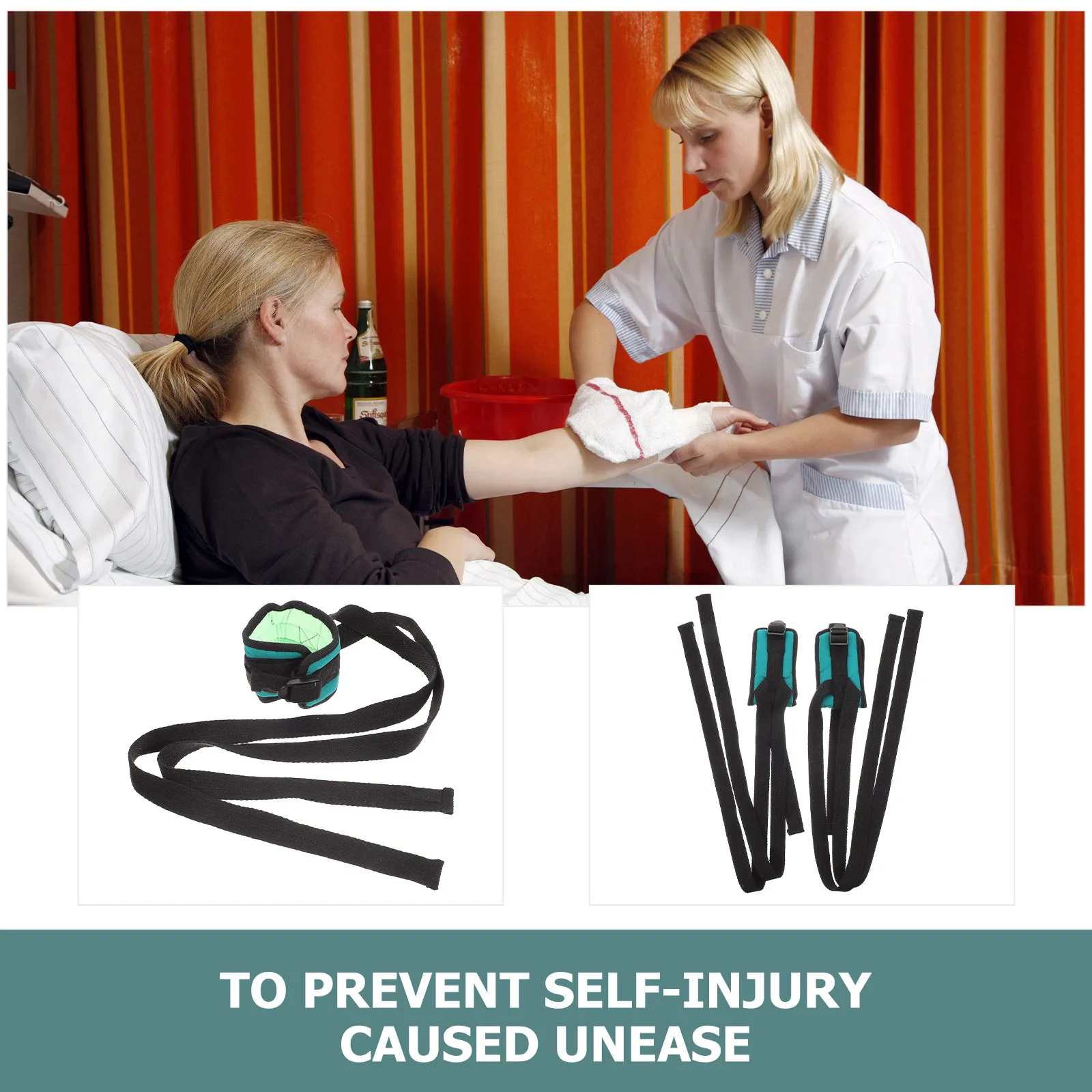2Pcs Bed Restraint Fixation Straps Dark Green Wrist Anklet Fixing Straps Restraint Belt Hospital Fixing Belt Elderly
2Pcs Bed Restraint Fixation Straps Dark Green Wrist Anklet Fixing Straps Restraint Belt Hospital Fixing Belt Elderly