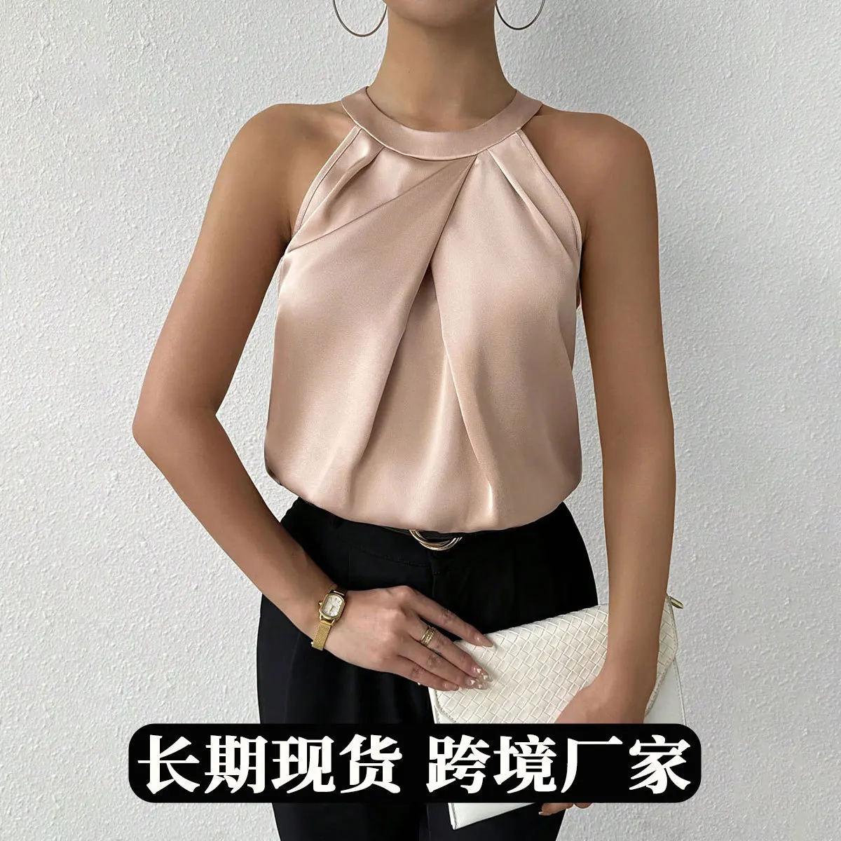 High-end Foreign Trade Satin Shirt Women Summer New Tops European and American Women's Clothing
High-end Foreign Trade Satin Shirt Women Summer New Tops European and American Women's Clothing