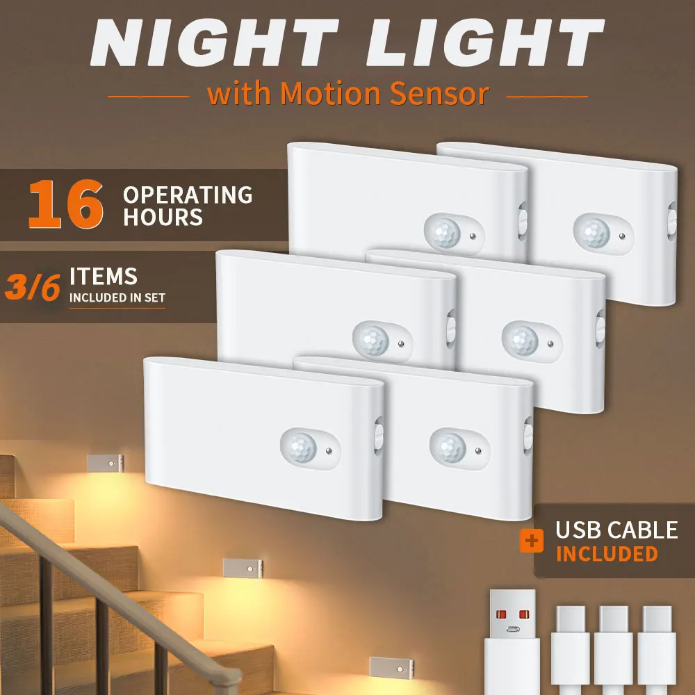 Motion Sensor Night Light Rechargeable LED Lamp Magnetic Adhesive Fixture for Stair Hallway Bedroom Cabinet Safe Camping Mirror
Motion Sensor Night Light Rechargeable LED Lamp Magnetic Adhesive Fixture for Stair Hallway Bedroom Cabinet Safe Camping Mirror