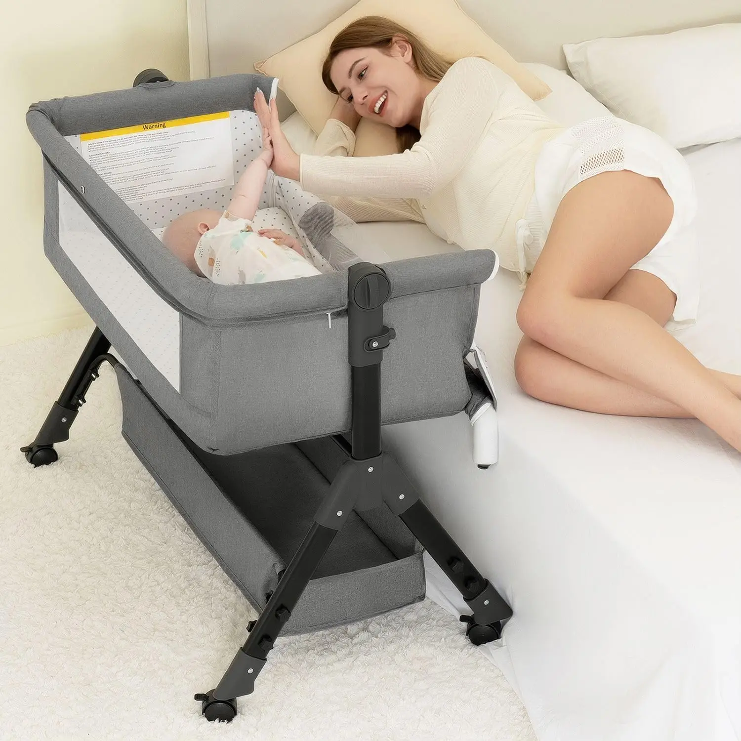 3 in 1 Baby Bassinet Bedside Sleeper, Bedside Crib for Baby, Adjustable Baby Bassinet with Wheels, Storage Basket, Mattress
3 in 1 Baby Bassinet Bedside Sleeper, Bedside Crib for Baby, Adjustable Baby Bassinet with Wheels, Storage Basket, Mattress