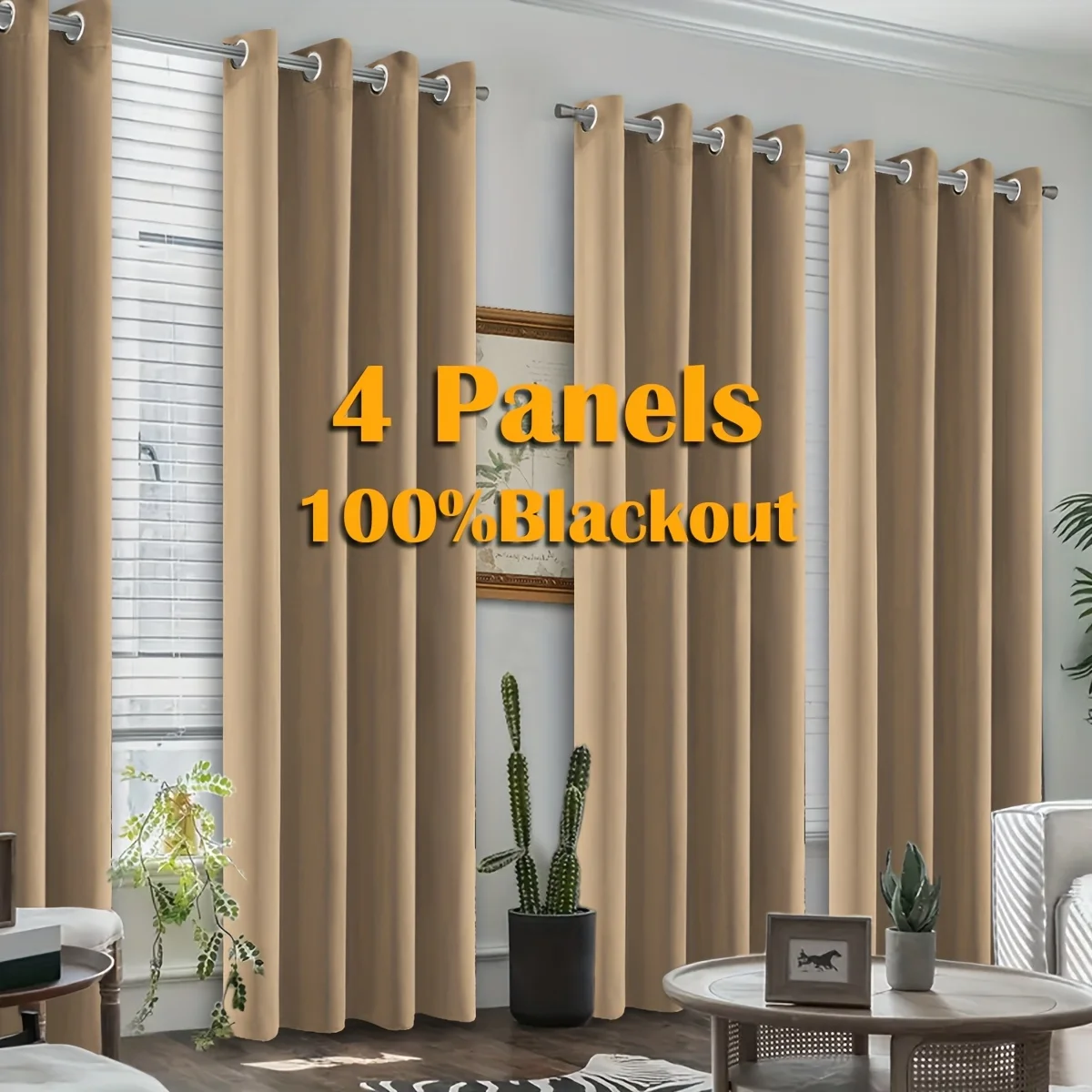 4 Panels 100% Blackout Curtains For Bedroom With Black Coated Film, Total Blackout Thermal Insulated Grommet Window Curtains
4 Panels 100% Blackout Curtains For Bedroom With Black Coated Film, Total Blackout Thermal Insulated Grommet Window Curtains