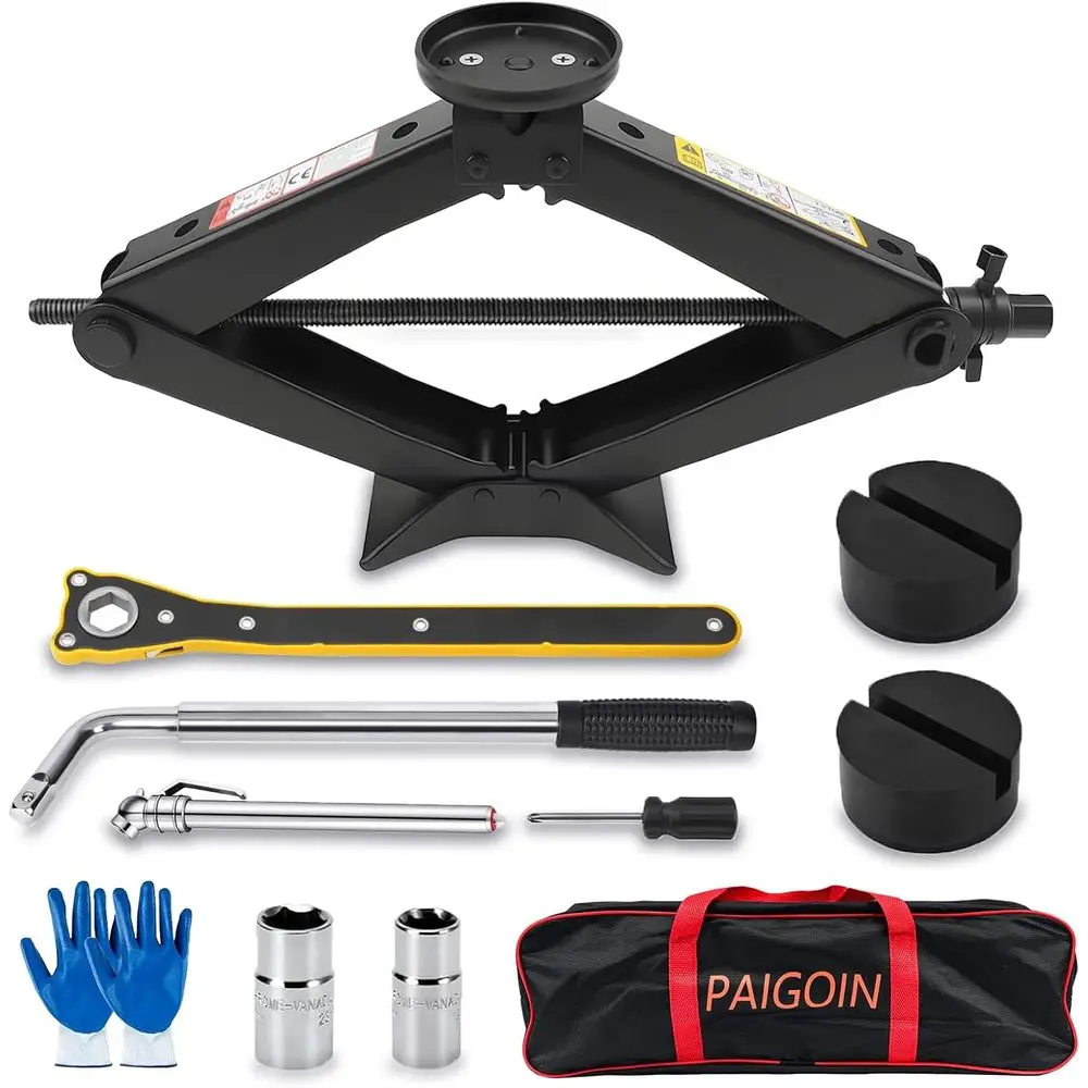 3 Ton/6614 lbs Multipose Scissor Jack with Rubber Pad, Portable Spare Tire Changing Kit for Sedan, SUV, MPV
3 Ton/6614 lbs Multipose Scissor Jack with Rubber Pad, Portable Spare Tire Changing Kit for Sedan, SUV, MPV