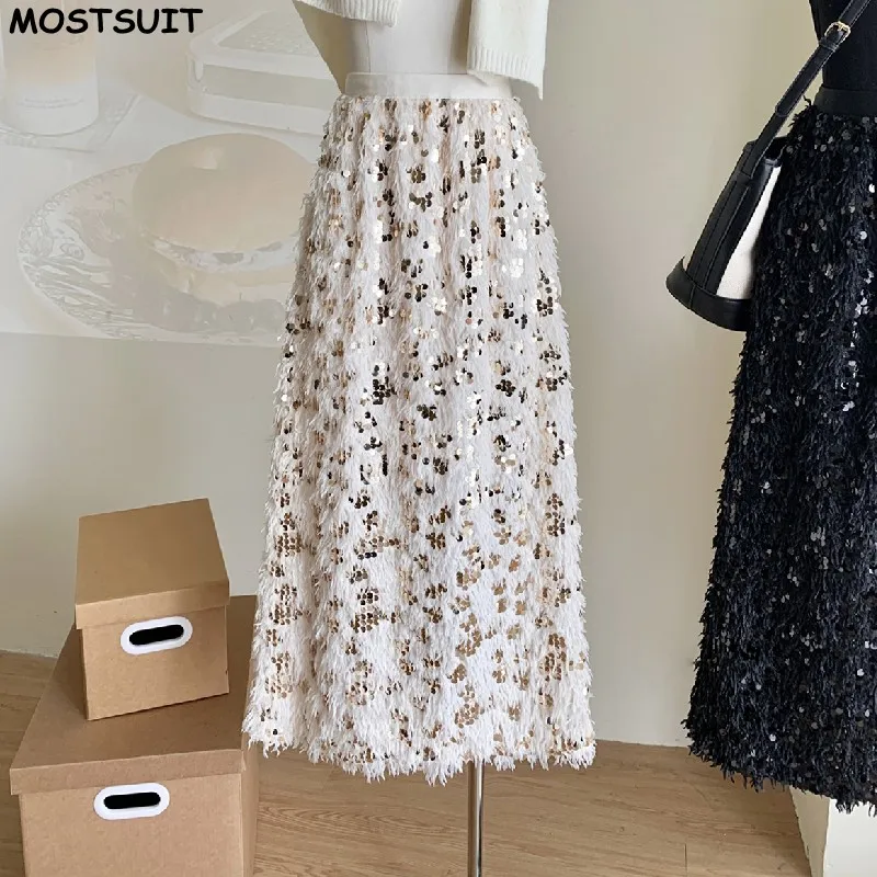 Sequins Tassels Long Skirt For Women Stylish Chic Fashion Ladies Skirts Elastic Waist Split Woman's Skirts Mujer 2024
Sequins Tassels Long Skirt For Women Stylish Chic Fashion Ladies Skirts Elastic Waist Split Woman's Skirts Mujer 2024