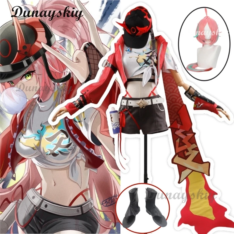 Honkai Star Rail Rappa Red Jacket Cosplay Costume Wig Hat Shorts Galaxy Ranger Props Halloween Party Women Accessory
Honkai Star Rail Rappa Red Jacket Cosplay Costume Wig Hat Shorts Galaxy Ranger Props Halloween Party Women Accessory