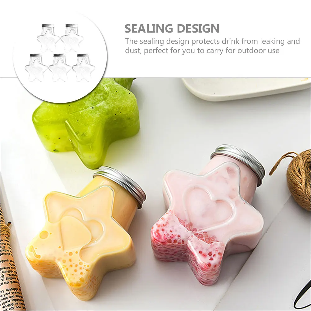 5pcs Plastic Cold Drink Bottles Star Shape Leakproof Juice Storage Containers For Milk Tea Coffee Reusable Transparent Beverage
5pcs Plastic Cold Drink Bottles Star Shape Leakproof Juice Storage Containers For Milk Tea Coffee Reusable Transparent Beverage