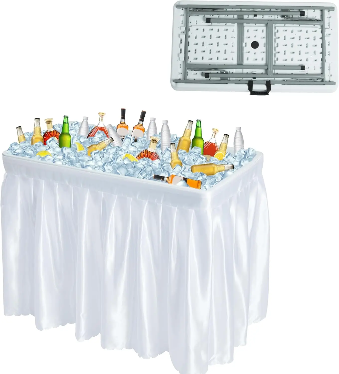 Portable Ice Cooler Table for Party, BBQ, Camping - Holds 50-70 Drinks, Removable Skirt
Portable Ice Cooler Table for Party, BBQ, Camping - Holds 50-70 Drinks, Removable Skirt