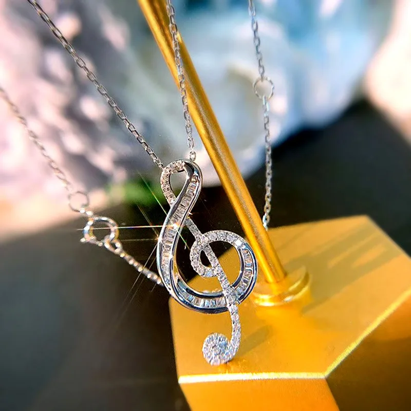 Dazzling 925 Sterling Silver Music Note Design Zircon Crystal Clavicle Chain Necklace for Women Girls Wedding Party Jewelry Gift
Dazzling 925 Sterling Silver Music Note Design Zircon Crystal Clavicle Chain Necklace for Women Girls Wedding Party Jewelry Gift