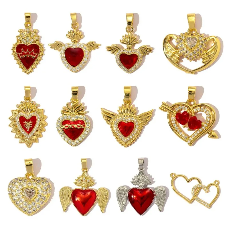 1Pc Stainless Steel Pendant 18K Gold-Plated Red Heart Gothic Enamel Zircon Jewelry Accessory for DIY Necklace Bracelet Keychain
1Pc Stainless Steel Pendant 18K Gold-Plated Red Heart Gothic Enamel Zircon Jewelry Accessory for DIY Necklace Bracelet Keychain