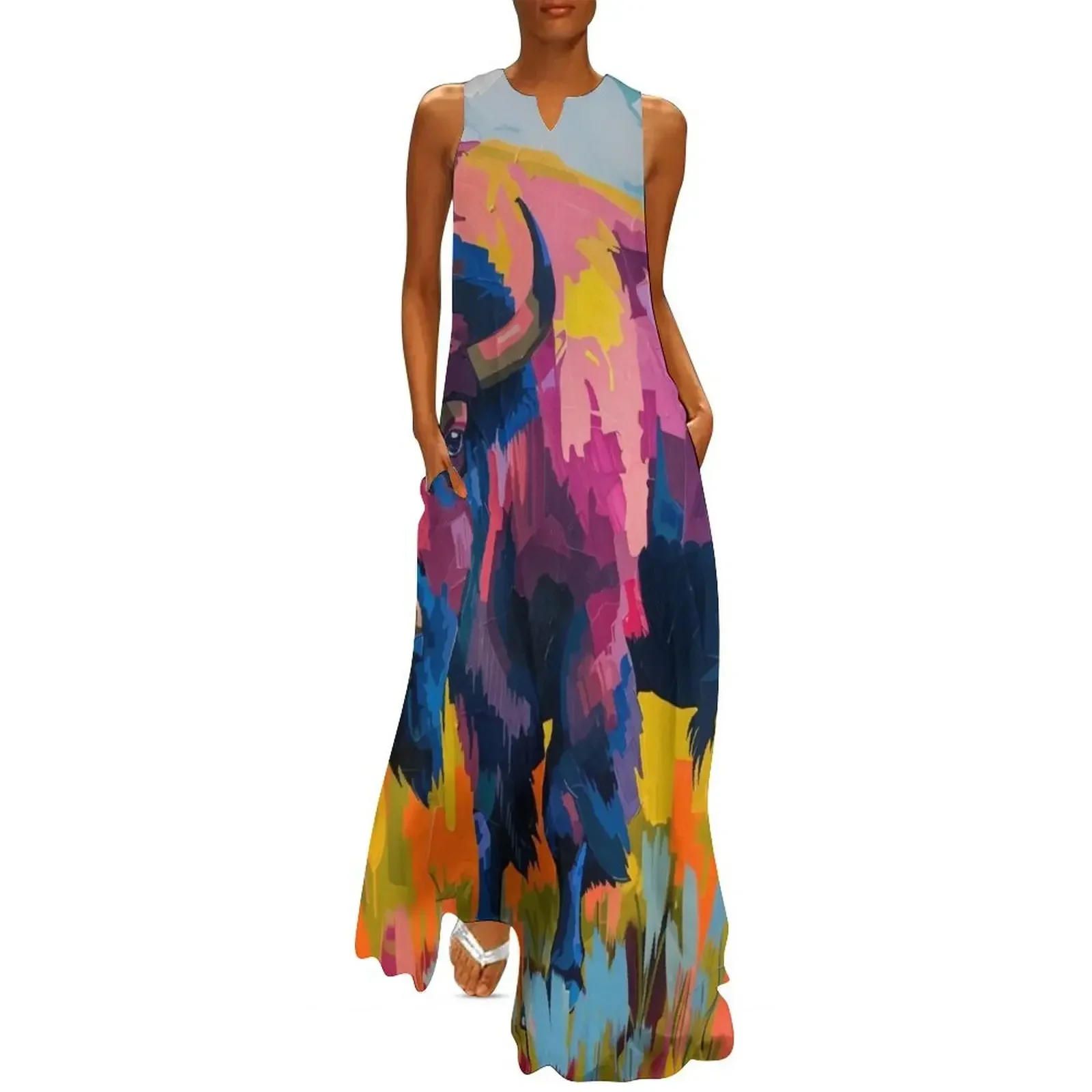 American Buffalo in a Colorful Field Long Dress dress women elegant luxury dress Bride dresses
American Buffalo in a Colorful Field Long Dress dress women elegant luxury dress Bride dresses