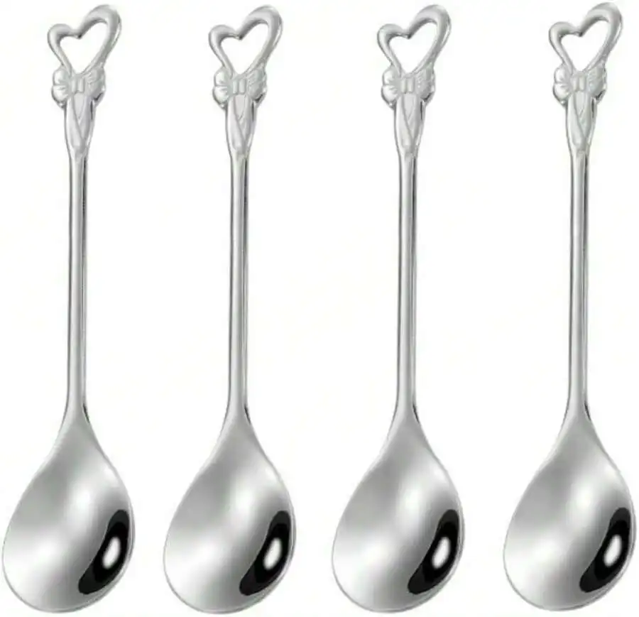 10Pcs Stainless Steel Heart Butterfly Spoon Set For Coffee Dessert Sugar Ice Cream Tea Stirring Silver 4.7 Inch
10Pcs Stainless Steel Heart Butterfly Spoon Set For Coffee Dessert Sugar Ice Cream Tea Stirring Silver 4.7 Inch