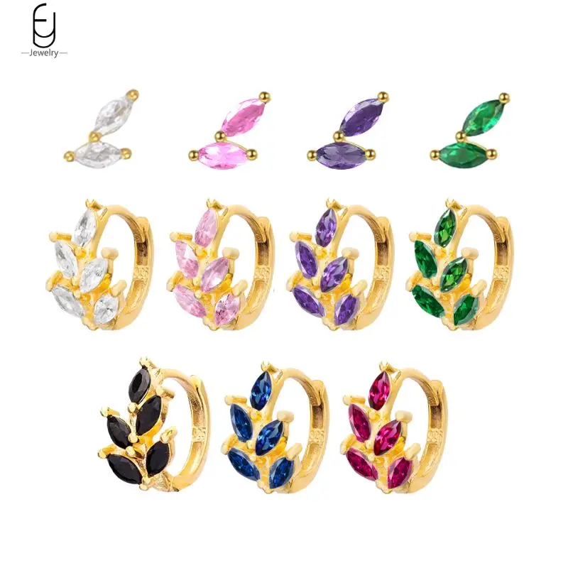 925 Sterling Silver Needle Fashion Leaf Hoop Earrings for Women Shiny Black Crystal Gold Earrings Fine Jewelry Party Gifts
925 Sterling Silver Needle Fashion Leaf Hoop Earrings for Women Shiny Black Crystal Gold Earrings Fine Jewelry Party Gifts