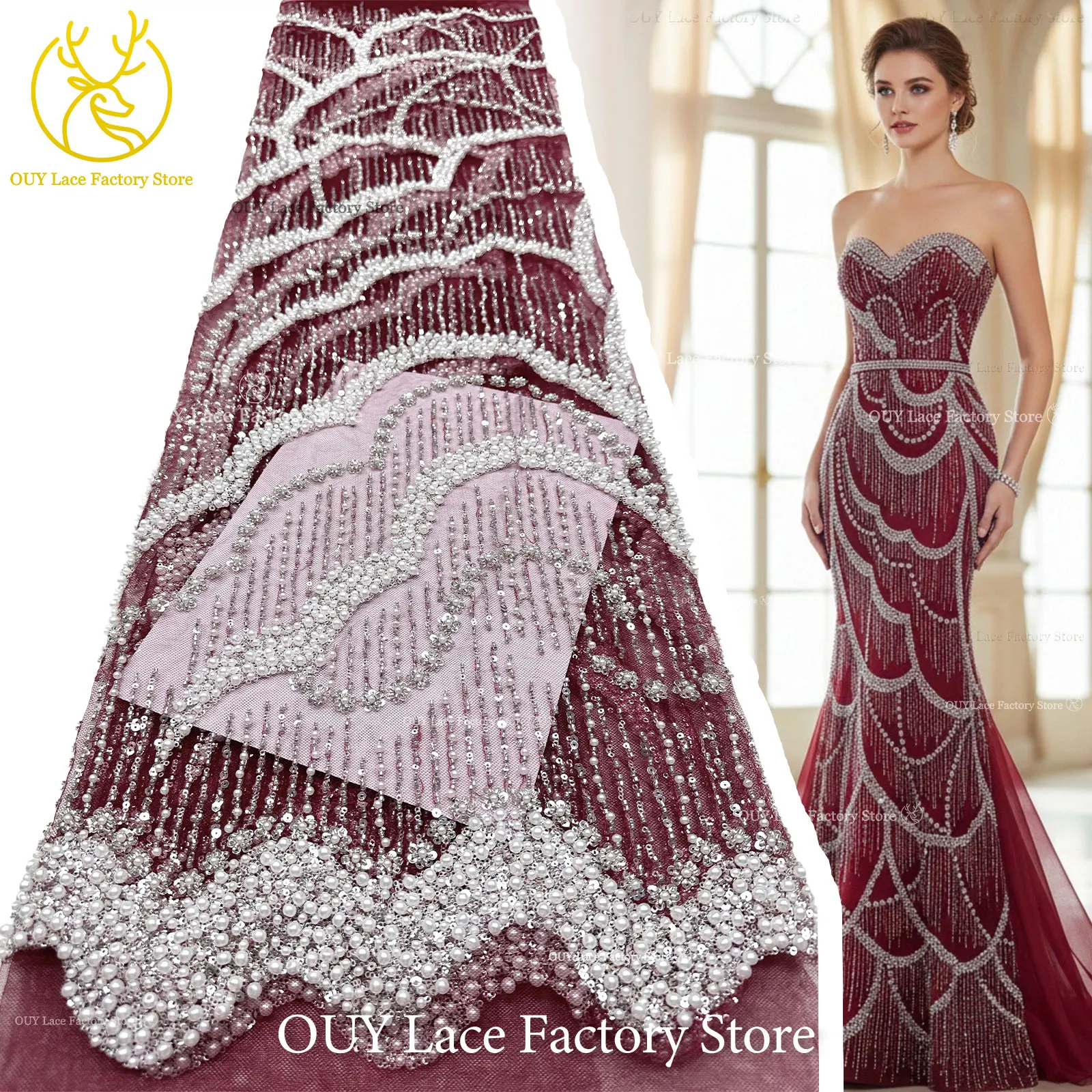 New Style African Beaded Sequins Lace Fabric 5Yards French White Pearl Groom Lace Fabric High Quality Nigerian Mesh Dress Sewing
New Style African Beaded Sequins Lace Fabric 5Yards French White Pearl Groom Lace Fabric High Quality Nigerian Mesh Dress Sewing