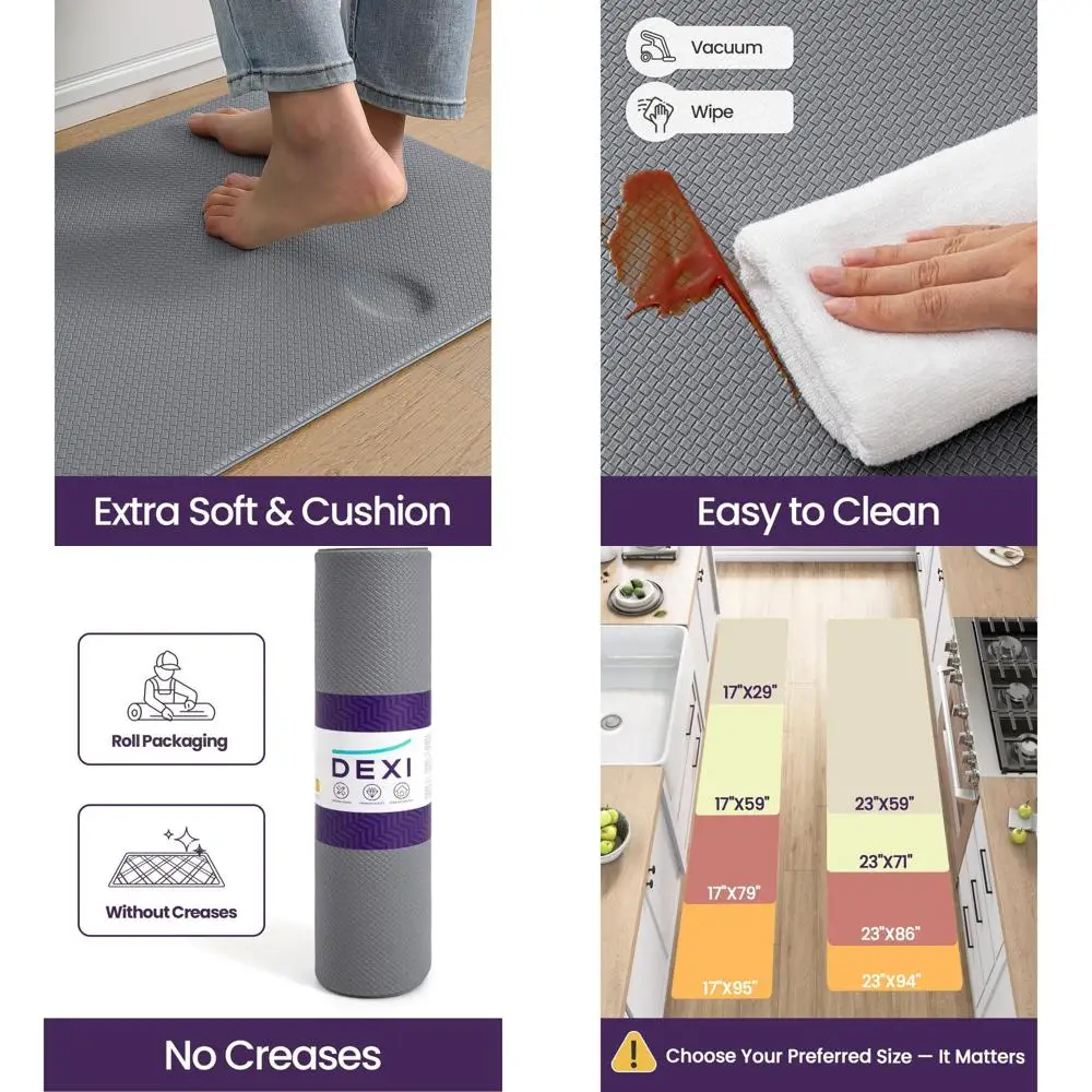 Anti-Fatigue Kitchen Floor Mats, 23x94, Waterproof Memory Foam Cushioned, Long Runner Rug for Standing, Grey
Anti-Fatigue Kitchen Floor Mats, 23x94, Waterproof Memory Foam Cushioned, Long Runner Rug for Standing, Grey
