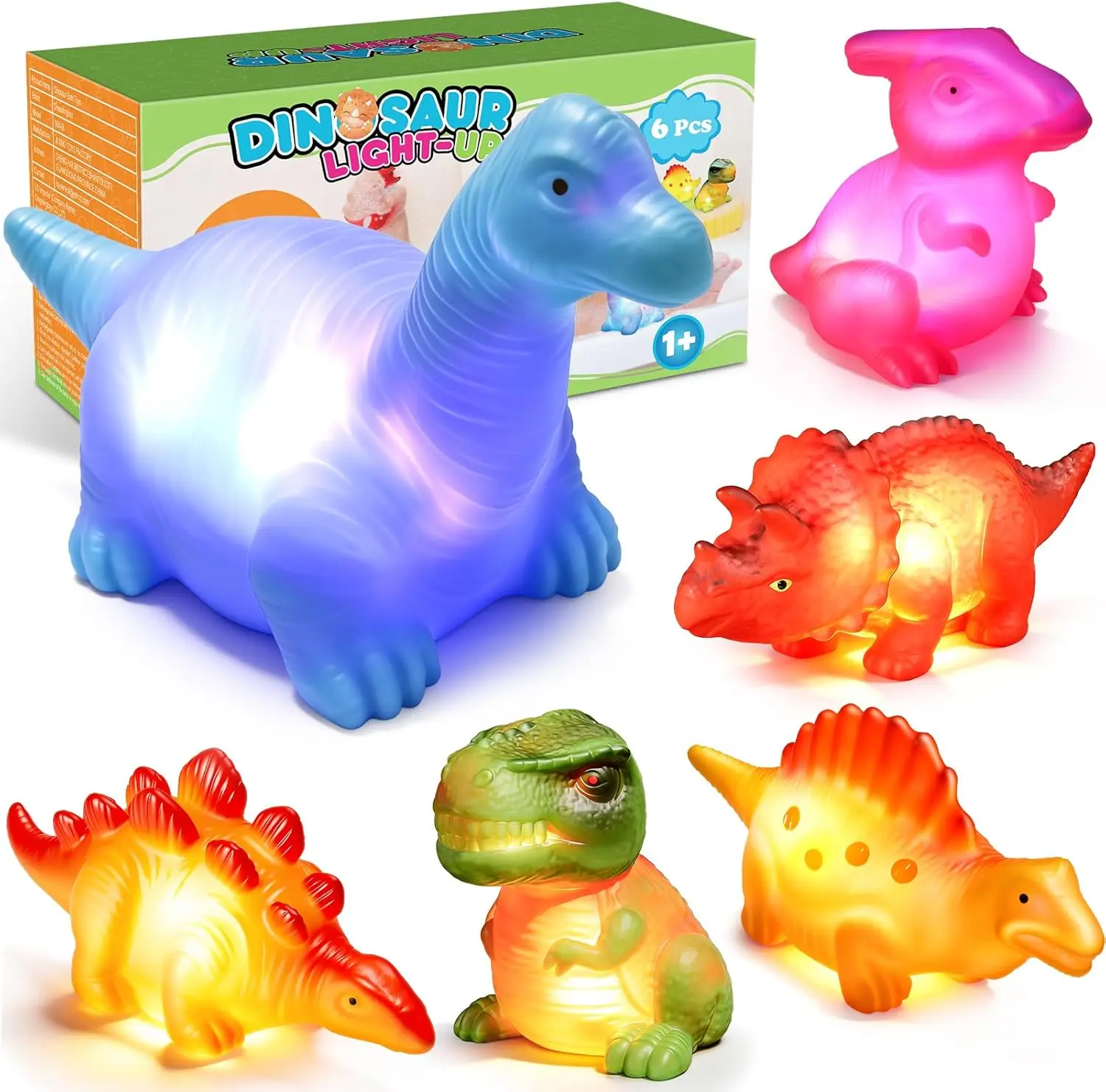 6 Pack Light Up Dinosaur Bath Toys for Toddlers 1-5, Glowing Sensory Toys for Kids, Bathtub Pool Fun
6 Pack Light Up Dinosaur Bath Toys for Toddlers 1-5, Glowing Sensory Toys for Kids, Bathtub Pool Fun