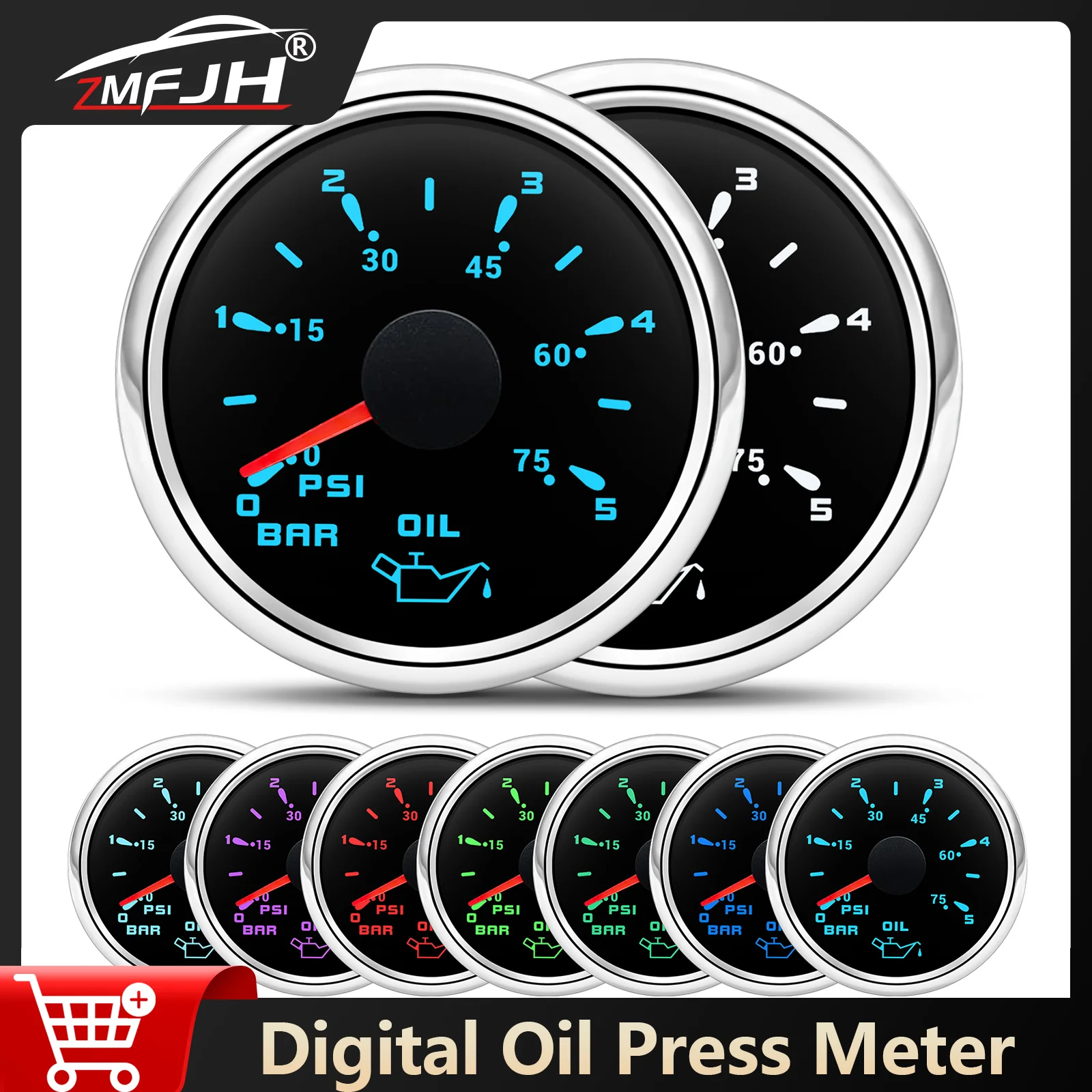 52mm Oil Pressure Gauge 0-5 Bar 0-75PSI Oil Press Meter 7 Color Backlight Pressure Indicator For Marine Boat Yacht 12V 24V
52mm Oil Pressure Gauge 0-5 Bar 0-75PSI Oil Press Meter 7 Color Backlight Pressure Indicator For Marine Boat Yacht 12V 24V