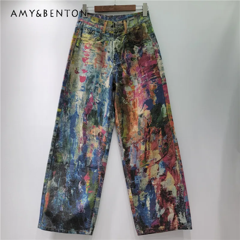American Retro Color Splash Print Palette Jeans Women's Graffiti Design Street Style Casual Long Zipper Denim Pants Y2k Clothes
American Retro Color Splash Print Palette Jeans Women's Graffiti Design Street Style Casual Long Zipper Denim Pants Y2k Clothes