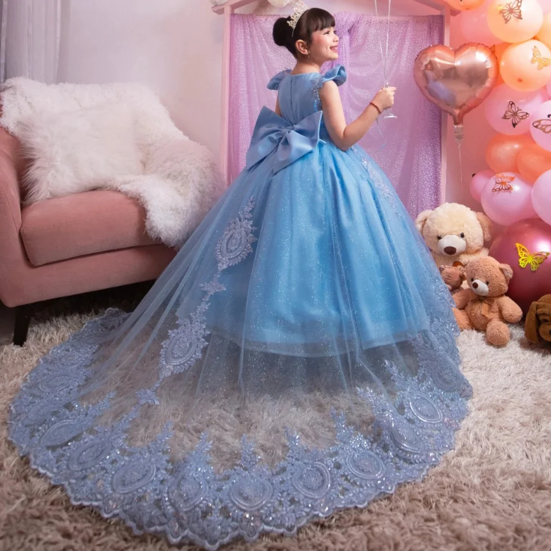 Customized Flower Girl Dress Bule Floral Appliques With Bow Sleeveless For Wedding Birthday Evening Party Banquet Princess Gown
Customized Flower Girl Dress Bule Floral Appliques With Bow Sleeveless For Wedding Birthday Evening Party Banquet Princess Gown