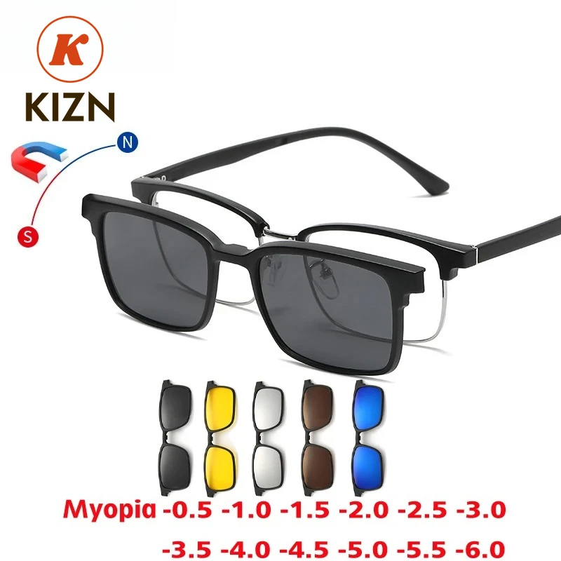KIZN квадратные поляризационные солнцезащитные очки для близорукости 6 в 1, магнит с зажимом для бизнеса, мужчин и женщин, магнитные очки с зажимом на заказ, оптические очки -0,5 до
KIZN квадратные поляризационные солнцезащитные очки для близорукости 6 в 1, магнит с зажимом для бизнеса, мужчин и женщин, магнитные очки с зажимом на заказ, оптические очки -0,5 до
