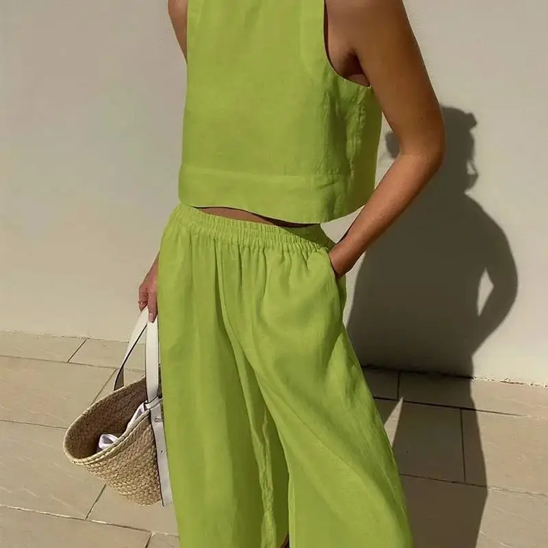 Sleeveless Shirt And Pants Set Youth Casual Long Pants round Neck Two-Piece Suit for Spring Autumn Winter Comfortable Home Wear
Sleeveless Shirt And Pants Set Youth Casual Long Pants round Neck Two-Piece Suit for Spring Autumn Winter Comfortable Home Wear