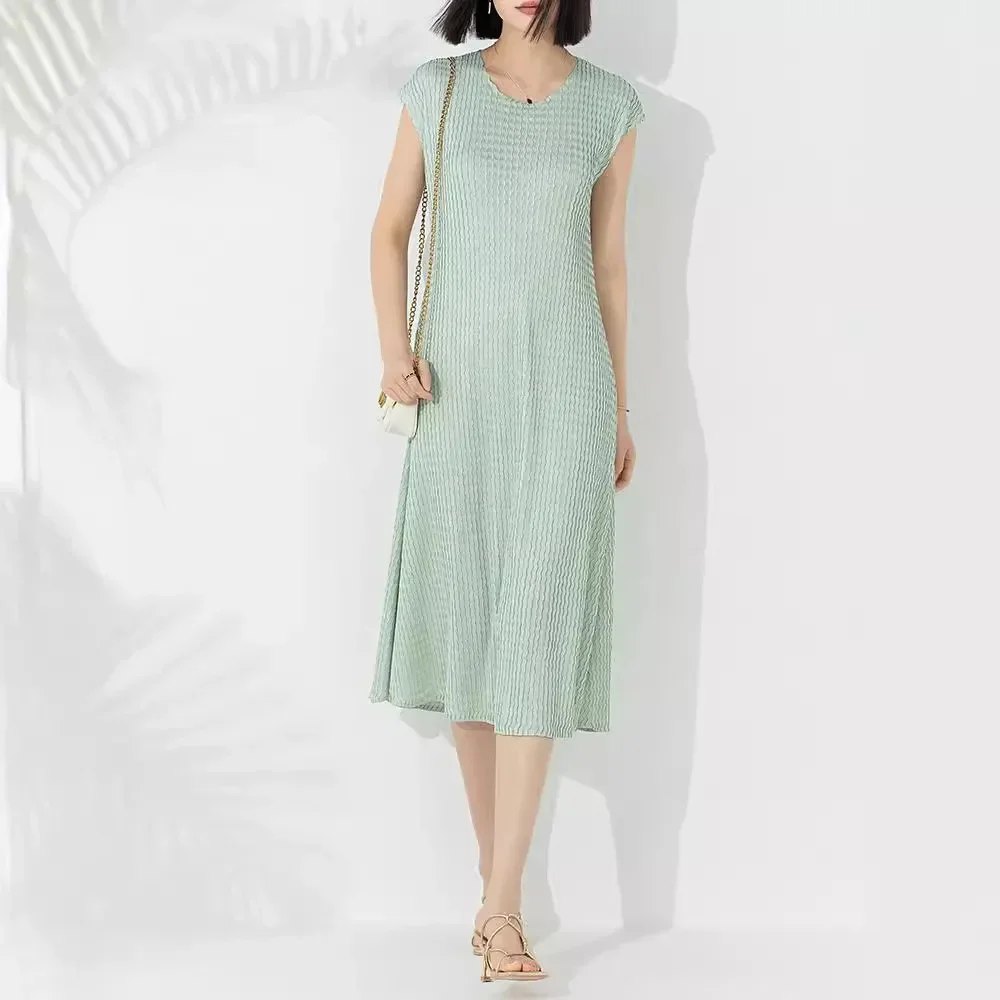 Women's dresses Miyake Pleated Fashion O- neck sleeveless mint green swing dress
Women's dresses Miyake Pleated Fashion O- neck sleeveless mint green swing dress