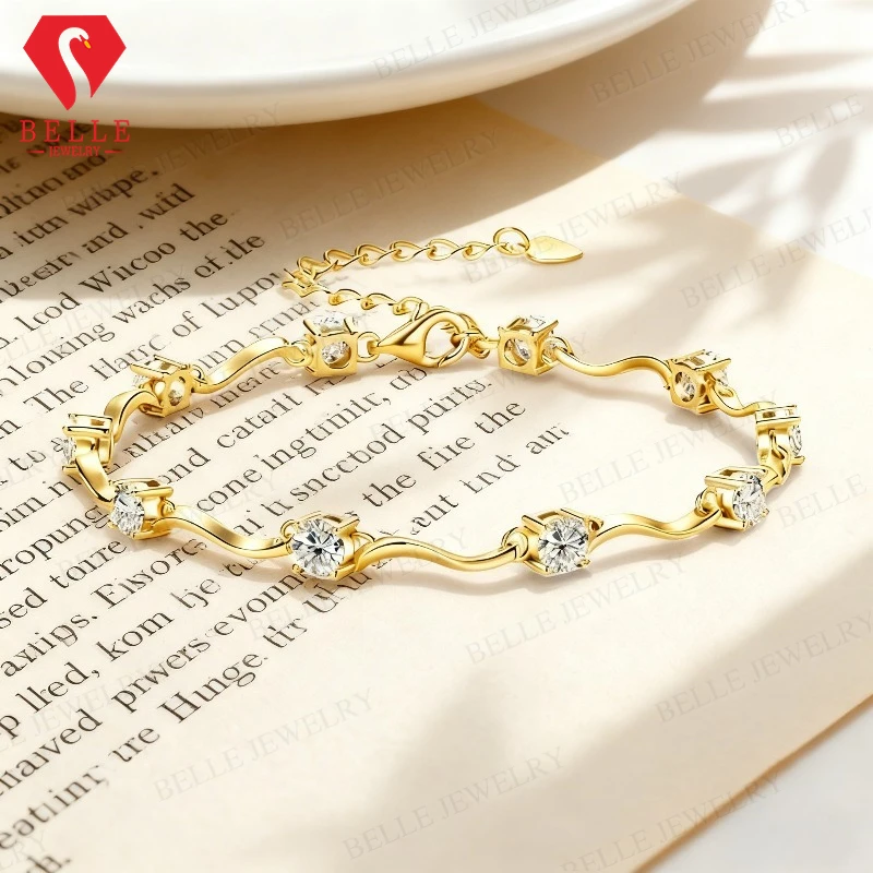 925 Sterling Silver D Color Moissanite Bracelet Adjustable Curved Chain Daily Fine Jewelry for Women Birthday Anniversary Gift
925 Sterling Silver D Color Moissanite Bracelet Adjustable Curved Chain Daily Fine Jewelry for Women Birthday Anniversary Gift