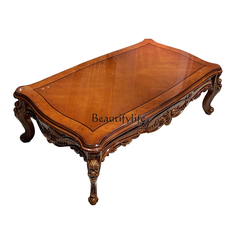 European all solid wood carving flower coffee table simple modern piano paint with storage drawer
European all solid wood carving flower coffee table simple modern piano paint with storage drawer