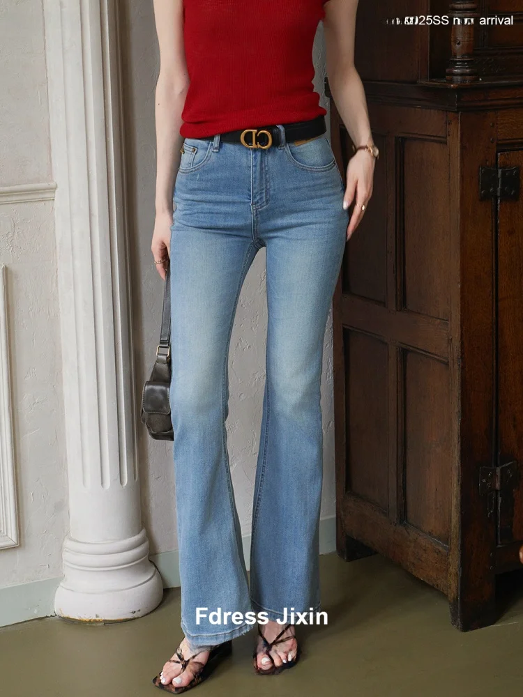 Джинсы с высокой талией, эластичные, облегающие, из хлопкового денима, синие, летние, тонкие, повседневные, широкие брюки, летняя мода
Джинсы с высокой талией, эластичные, облегающие, из хлопкового денима, синие, летние, тонкие, повседневные, широкие брюки, летняя мода