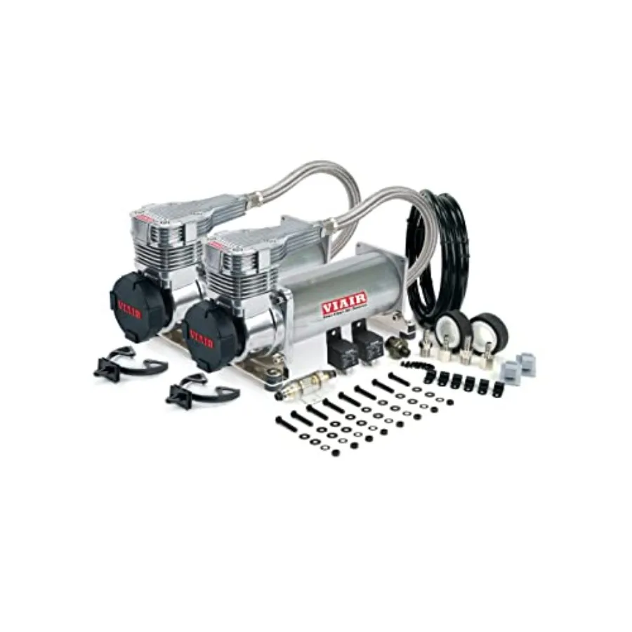 Air suspension dual compressor kit for vehicles, platinum-colored aluminum alloy, 12V continuous duty, 200 PSI max pressure, in
Air suspension dual compressor kit for vehicles, platinum-colored aluminum alloy, 12V continuous duty, 200 PSI max pressure, in