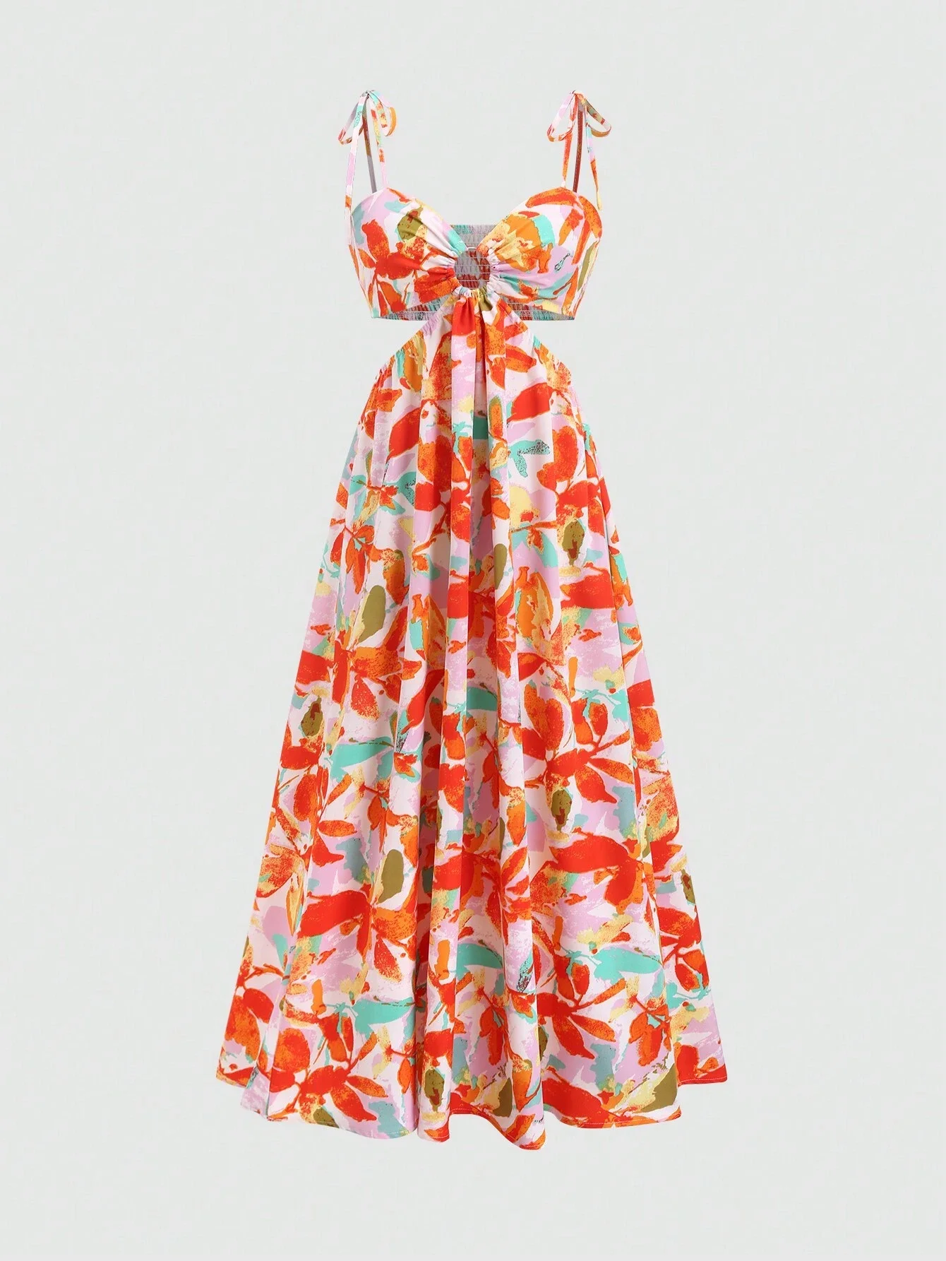 Women Spaghetti Strap Backless Floral Print Hollow Out Chiffon Maxi Dress
Women Spaghetti Strap Backless Floral Print Hollow Out Chiffon Maxi Dress