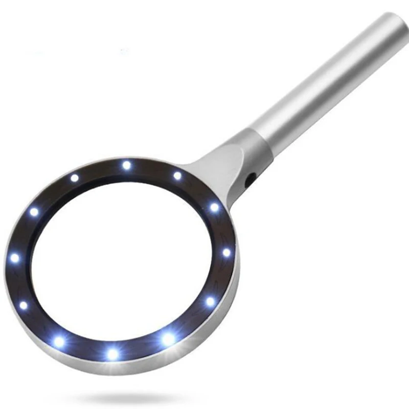 Magnifying Glass with Light, 12 LEDs Illuminated Magnifier with 10X 20X Magnification, Metal Handle Handheld Magnifying Glass
Magnifying Glass with Light, 12 LEDs Illuminated Magnifier with 10X 20X Magnification, Metal Handle Handheld Magnifying Glass