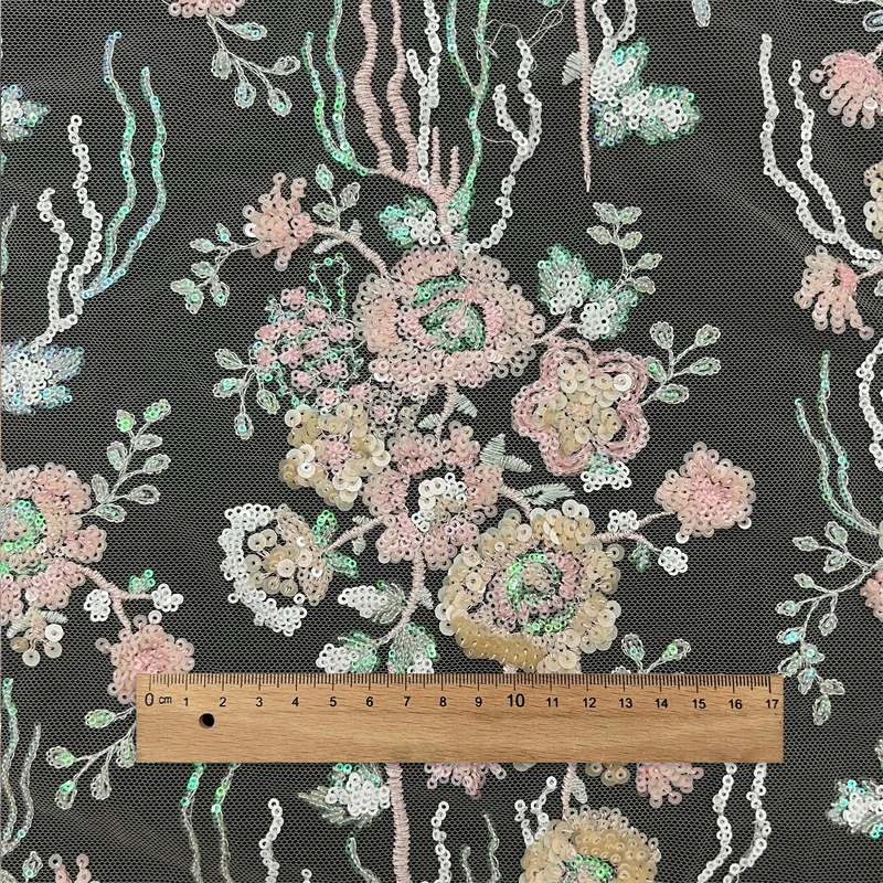 Iridescent Floral Sequined Lace Fabric 130cm Width For Wedding Evening Dress Party Sewing
Iridescent Floral Sequined Lace Fabric 130cm Width For Wedding Evening Dress Party Sewing