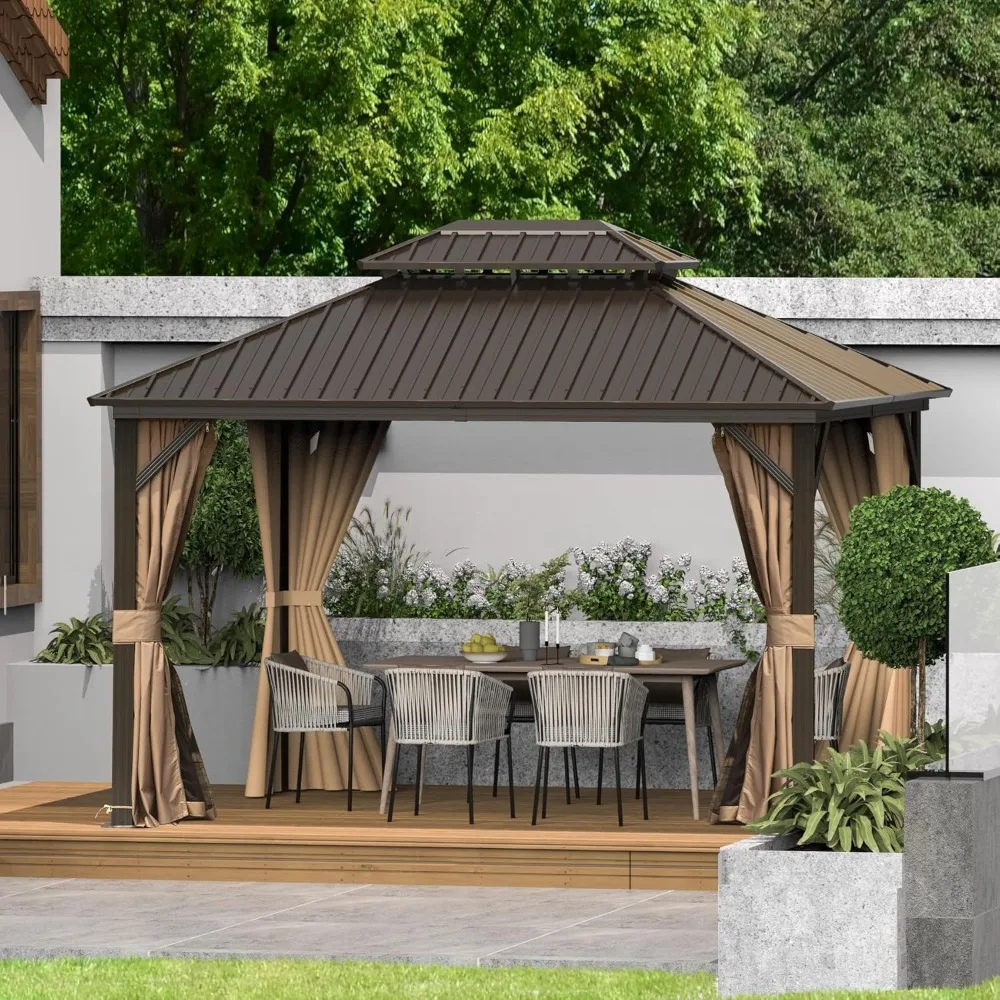 10x12FT Outdoor Gazebo, Patio Gazebo with Galvanized Steel, Hardtop Gazbo for Patio, Deck, Backyard, Curtain, Customized
10x12FT Outdoor Gazebo, Patio Gazebo with Galvanized Steel, Hardtop Gazbo for Patio, Deck, Backyard, Curtain, Customized