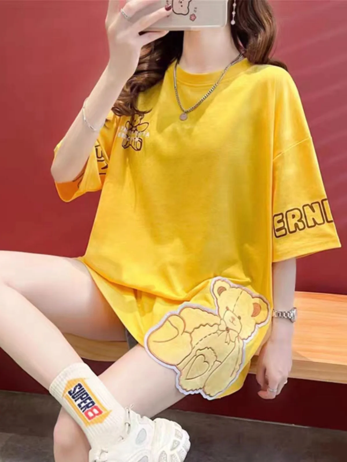 plus Size Women's Cotton T-Shirt Short Sleeve Loose Fit Mid-Length Trendy Top Korean Style Commute Cotton 96% Spandex 4%
plus Size Women's Cotton T-Shirt Short Sleeve Loose Fit Mid-Length Trendy Top Korean Style Commute Cotton 96% Spandex 4%