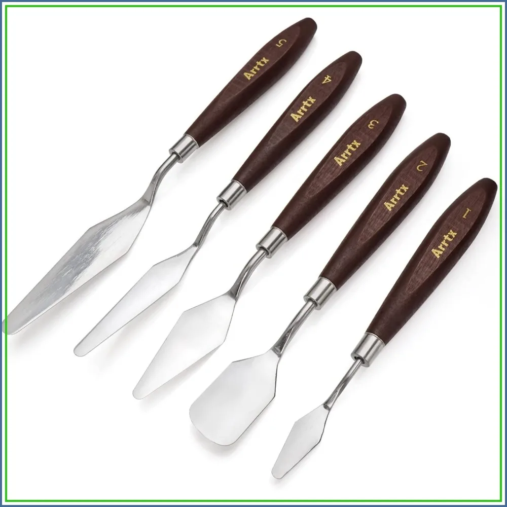5-Piece Stainless Steel Palette Knife Set for Oil, Acrylic, Canvas Painting - Mixing, Spreading, Scraping
5-Piece Stainless Steel Palette Knife Set for Oil, Acrylic, Canvas Painting - Mixing, Spreading, Scraping