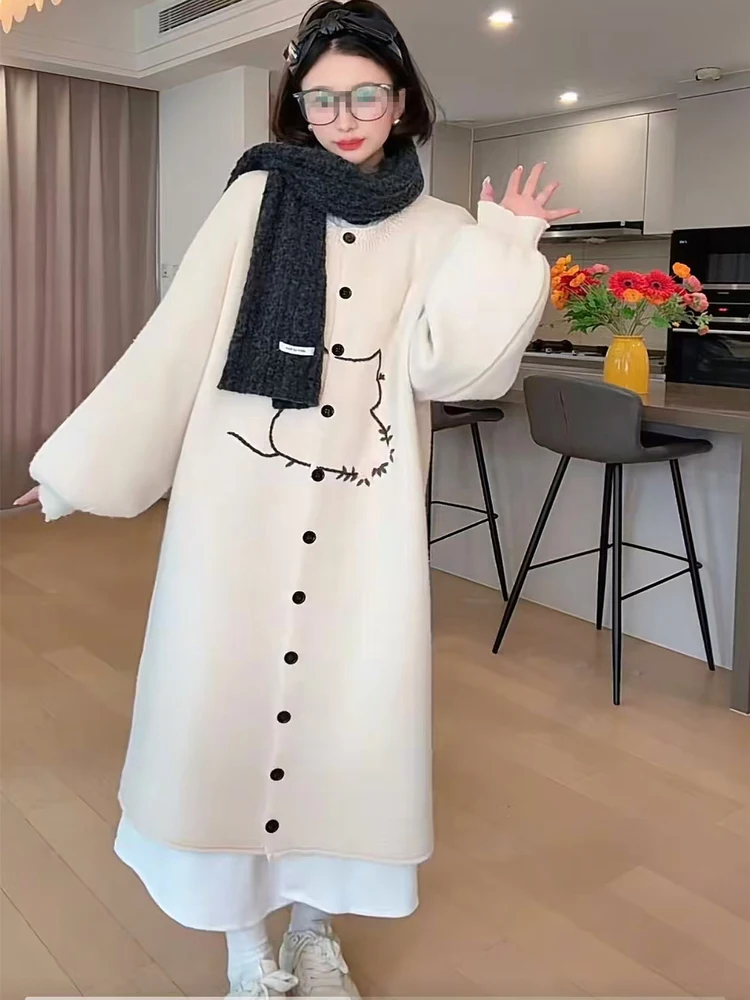 Новая осенне-зимняя повседневная вязаная кофта свободного кроя в стиле «слэш», белая, для полных девушек, повседневная верхняя одежда
Новая осенне-зимняя повседневная вязаная кофта свободного кроя в стиле «слэш», белая, для полных девушек, повседневная верхняя одежда